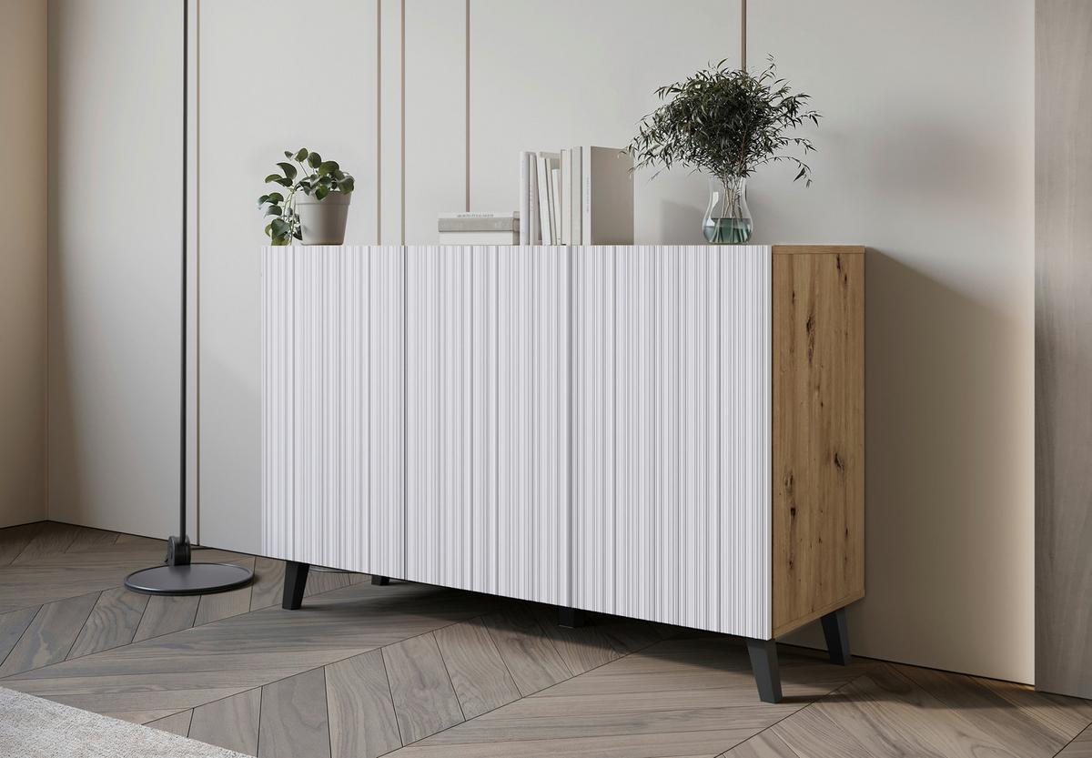 ŠIROKÁ KOMODA SIDEBOARD PHUKET 120 - bílá/černá, Trend, kompozitní dřevo (120/76/39cm) - Livetastic