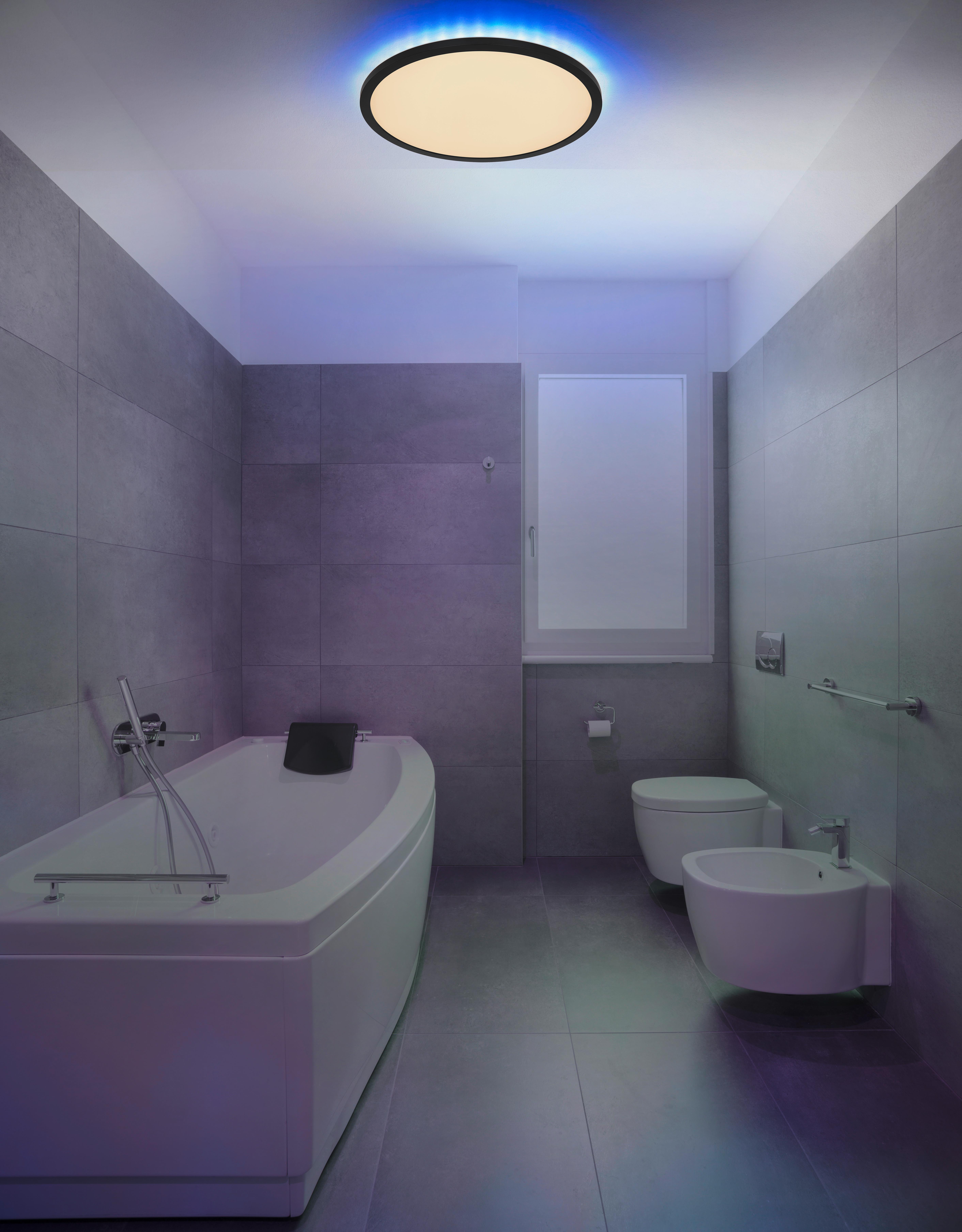 LED-Deckenleuchte 41562-24brgb - Opal/Schwarz, Design, Kunststoff (42/2,5cm) - Globo