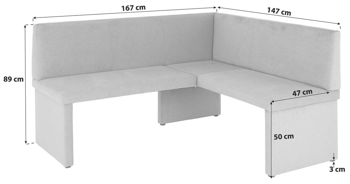 Eckbank Campel - Schwarz/Grau, KONVENTIONELL, Textil (167/147cm)