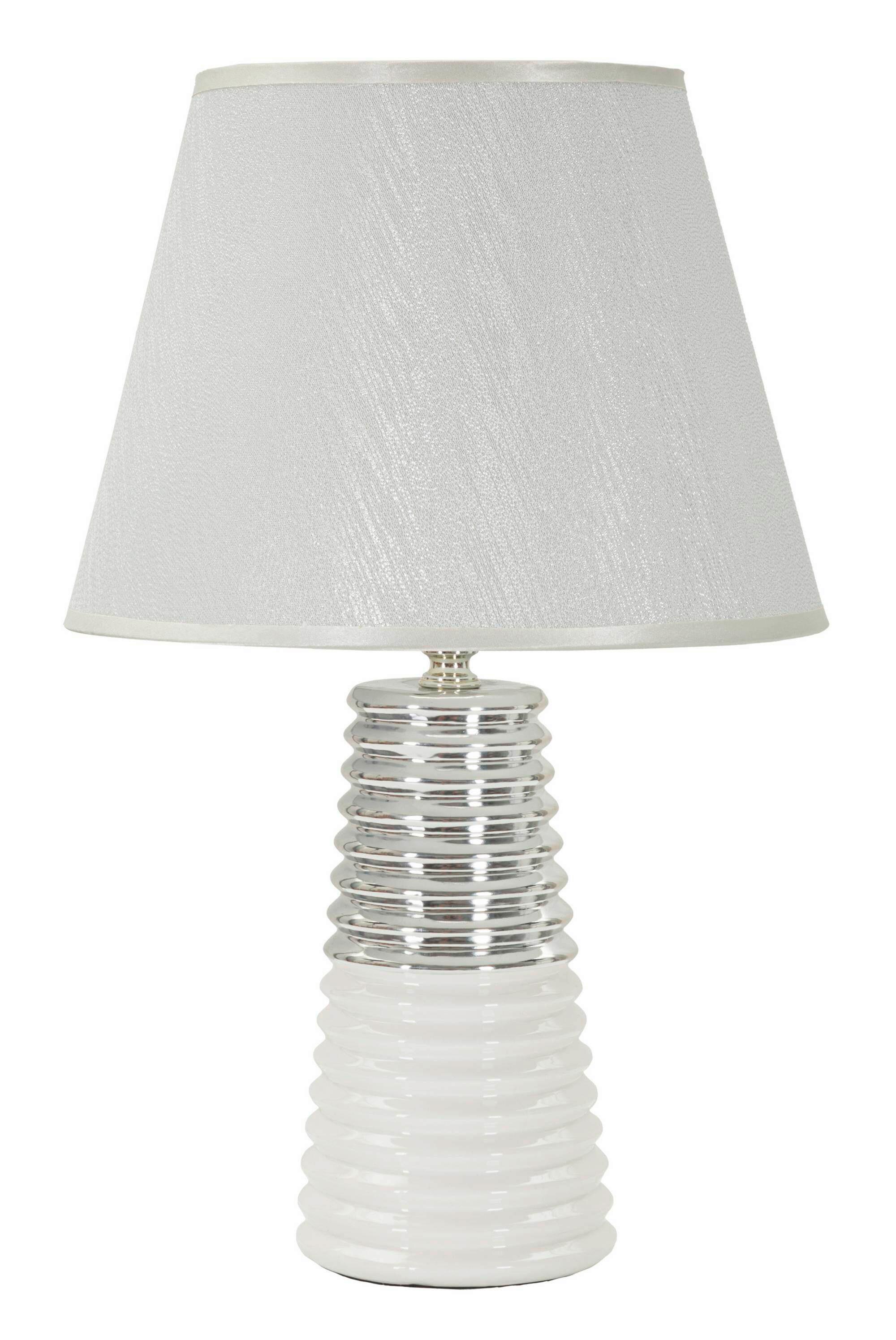 Tischleuchte Candela Weiß, Silberfarben B: 25 cm - Silberfarben/Weiß, Basics, Keramik/Textil (25/41/25cm)