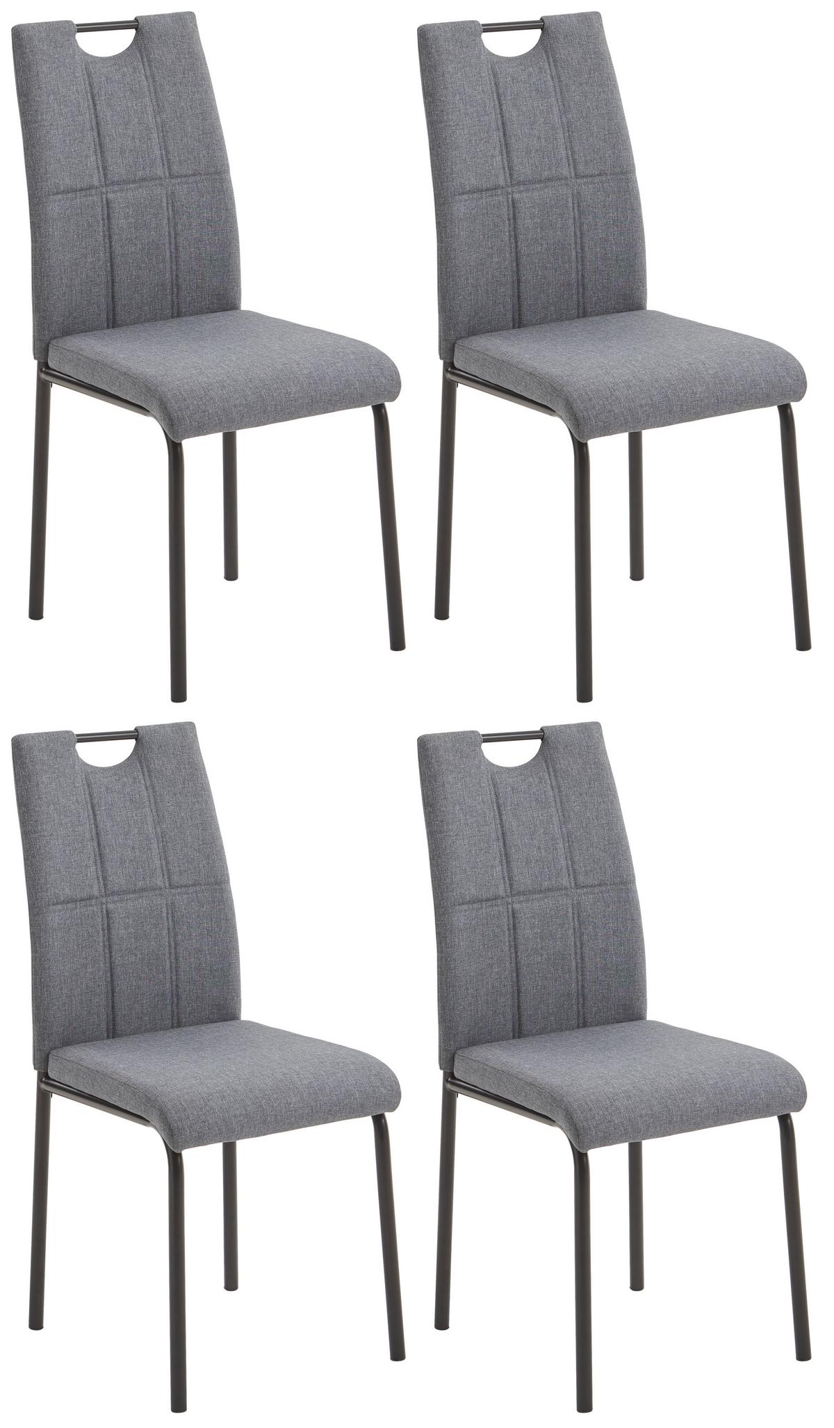 Stuhl-set 4er Hermine Anthrazit/schwarz - Anthrazit/Schwarz, KONVENTIONELL, Textil/Metall (41,5/96,5/52,5cm) - P & B