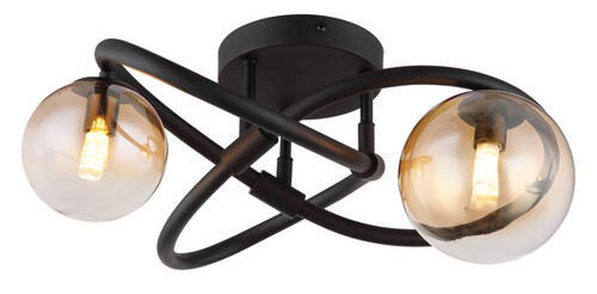 LED-Deckenleuchte 56141-2d - Klar/Schwarz, Design, Glas/Metall (41/20cm) - Globo