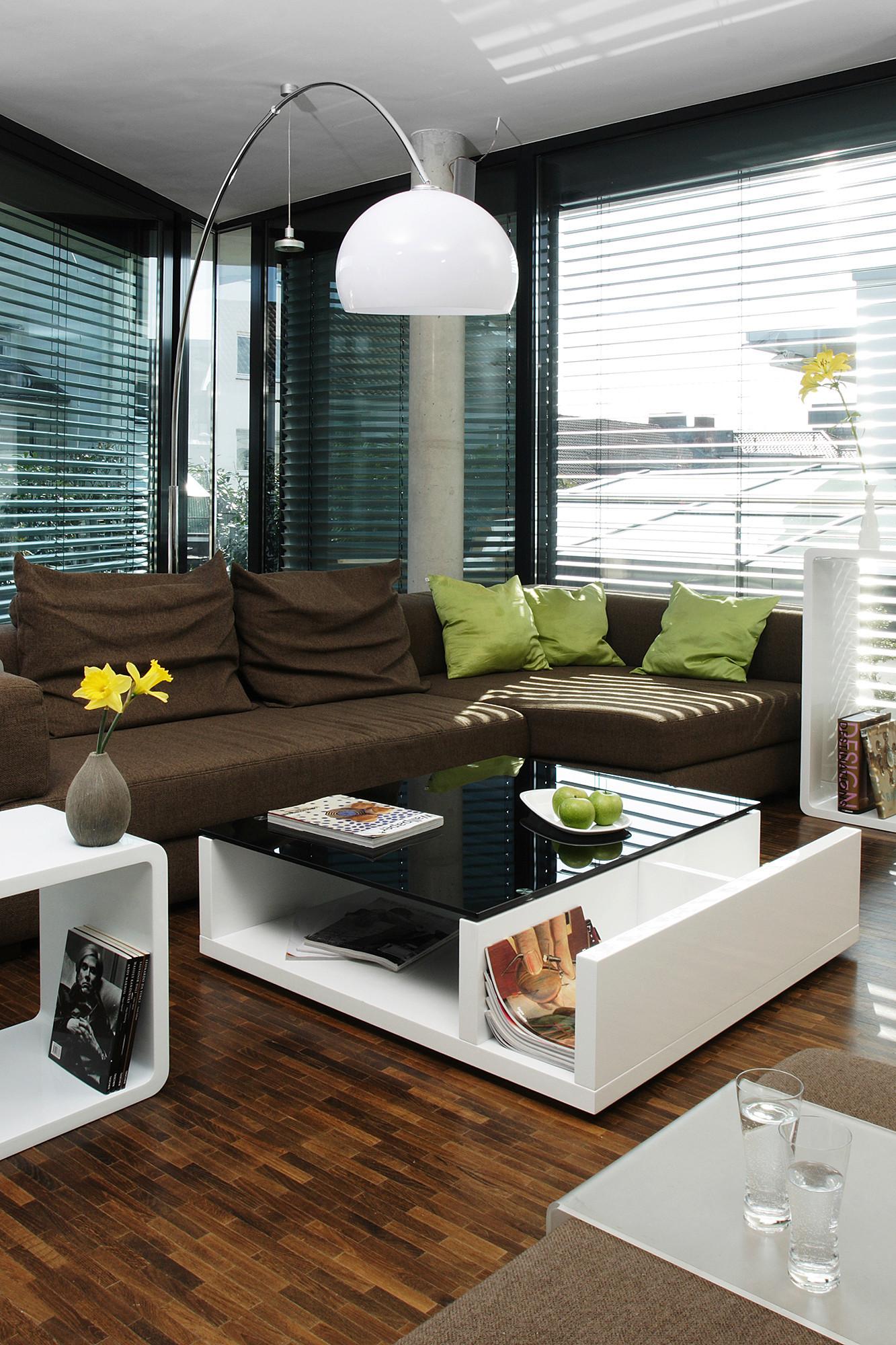 Couchtisch Schwarz/Weiß Hochglanz L:100cm - Weiß Hochglanz/Schwarz, Design, Glas/Holzwerkstoff (100/100/30cm) - Livetastic