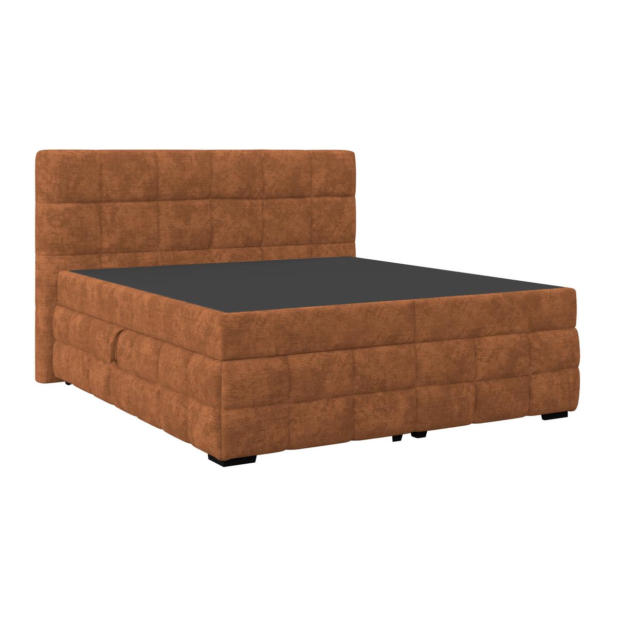 Čalúnená posteľ VEGA 180x200 cm, hrdzavá - čierna/hrdzavá, Trend, drevo/textil (180/200cm)