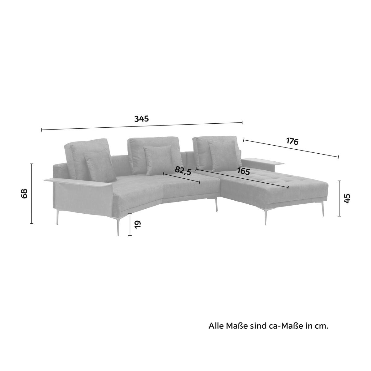 Sedací souprava DONNA - šedá/modrá, Moderní, kov/dřevo (345/68/176cm) - Bessagi Home