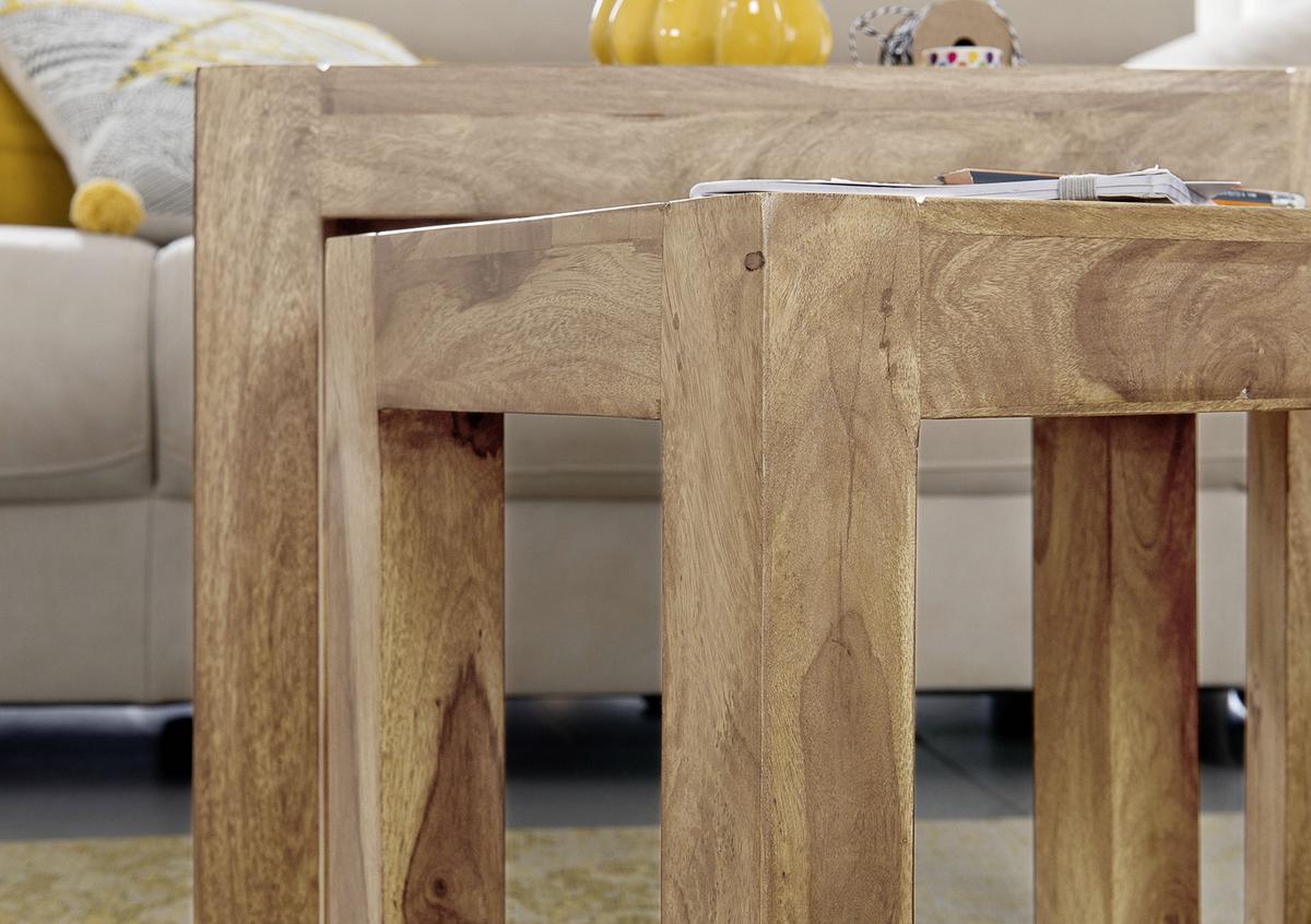 Beistelltisch Echtholz 3er-set Mumbai, Akazie - Akaziefarben, Design, Holz (45/50/35cm) - MID.YOU