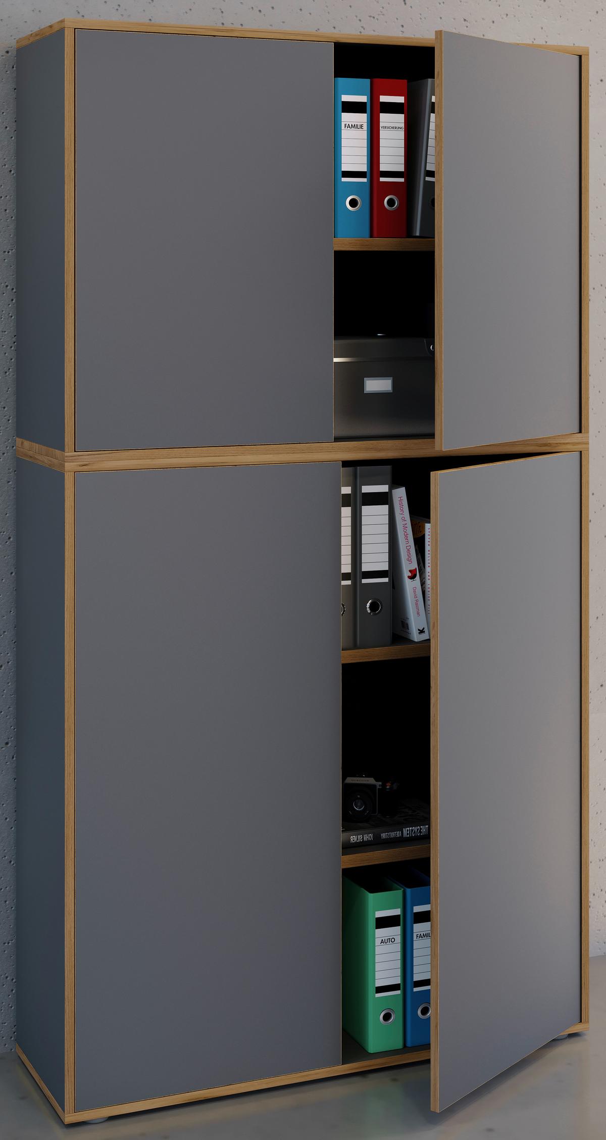 Aktenschrank Salia Anthrazit, Honigeiche B:100 Cm - Honigeiche/Anthrazit, Design, Holzwerkstoff (100/183/33cm) - MID.YOU