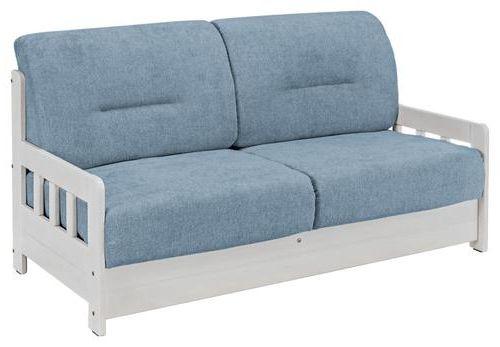 Schlafsofa mit Kiefernholz Korpus Camino, Mikrofaser - Blau/Weiß, LIFESTYLE, Holz/Textil (154/88/90cm) - Livetastic