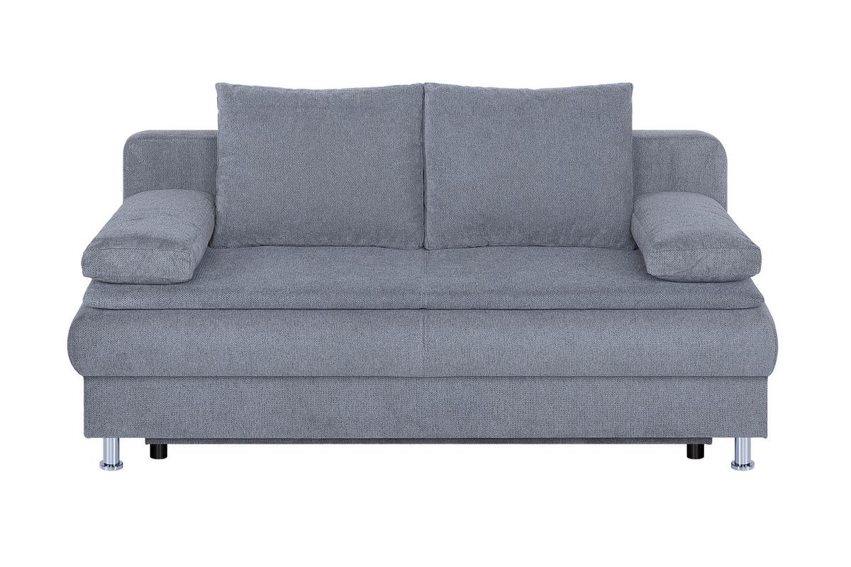 Schlafsofa mit Bettkasten Ken Grau - Chromfarben/Schwarz, Design, Holzwerkstoff/Textil (200cm) - P & B