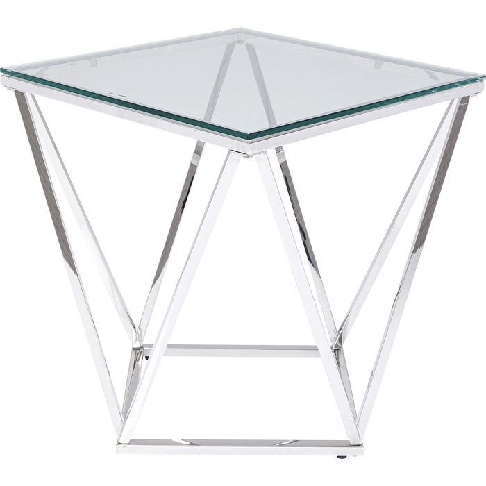 Beistelltisch Cristallo Edelstahlfarben B: 50 cm - Edelstahlfarben, Basics, Glas/Metall (50/50/55cm) - Kare-Design