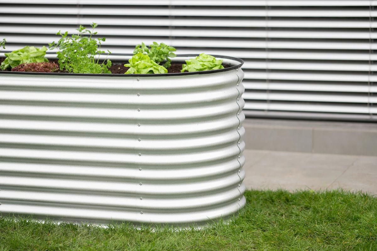 Hochbeet Metall Hochbeet Oval 160 Cm - Silberfarben, Basics, Metall (160/82/80cm)