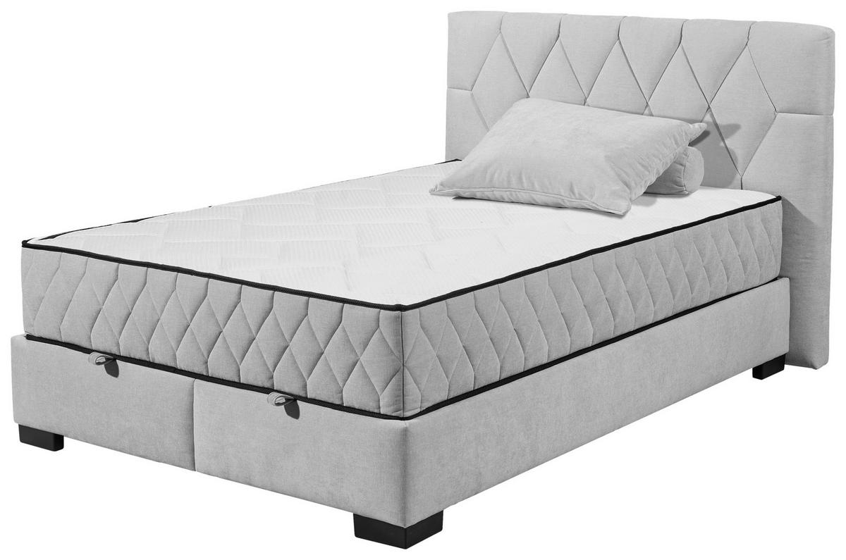 Boxbett Mit Bettkasten 140x200 Nagol B - Hellgrau/Schwarz, MODERN, Holzwerkstoff/Textil (140/200cm) - MID.YOU
