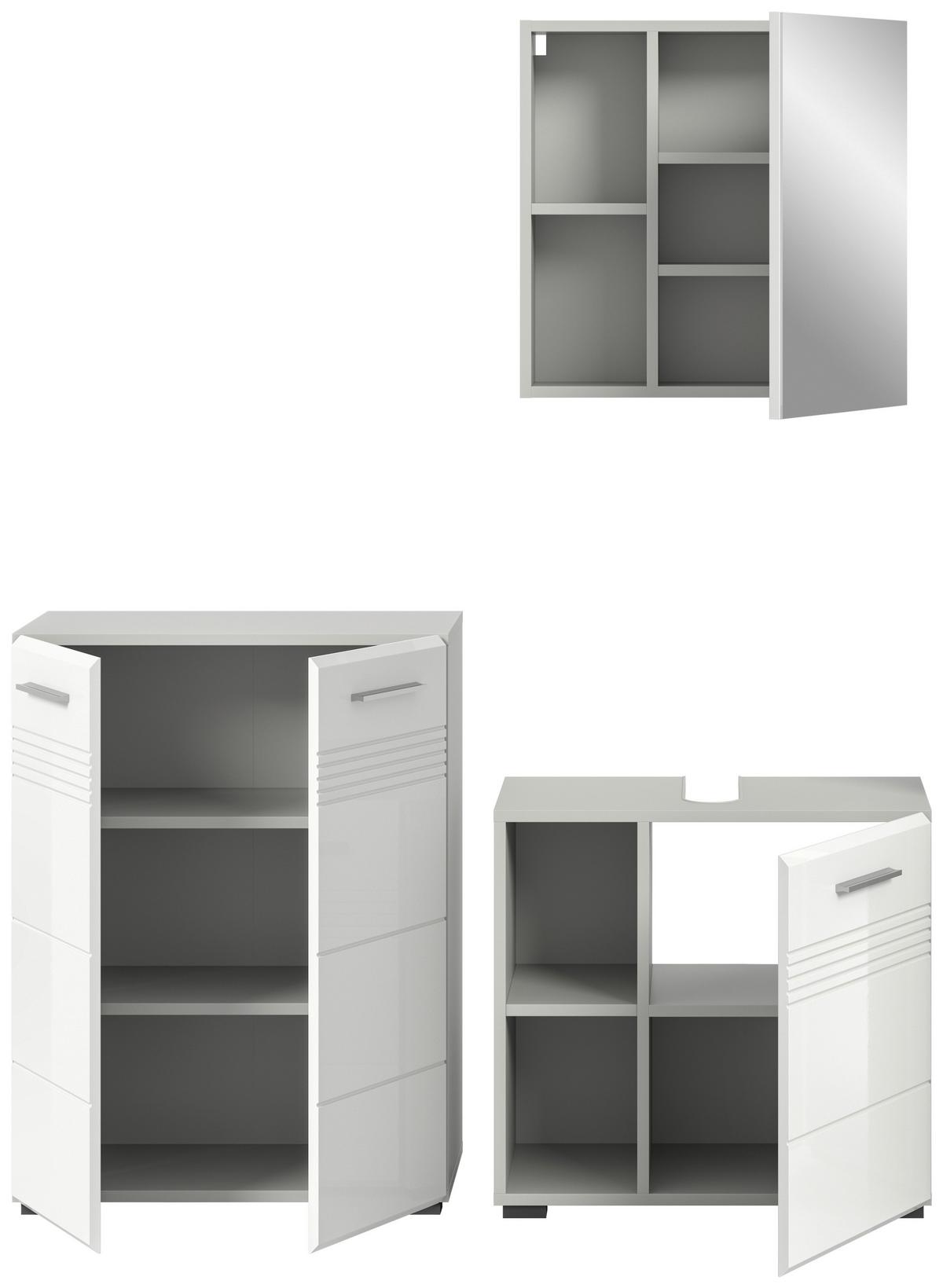 Badezimmer Copa Grau Weiß Hg B: 120 Cm - Weiß Hochglanz/Schwarz, MODERN, Holzwerkstoff (120cm) - MID.YOU