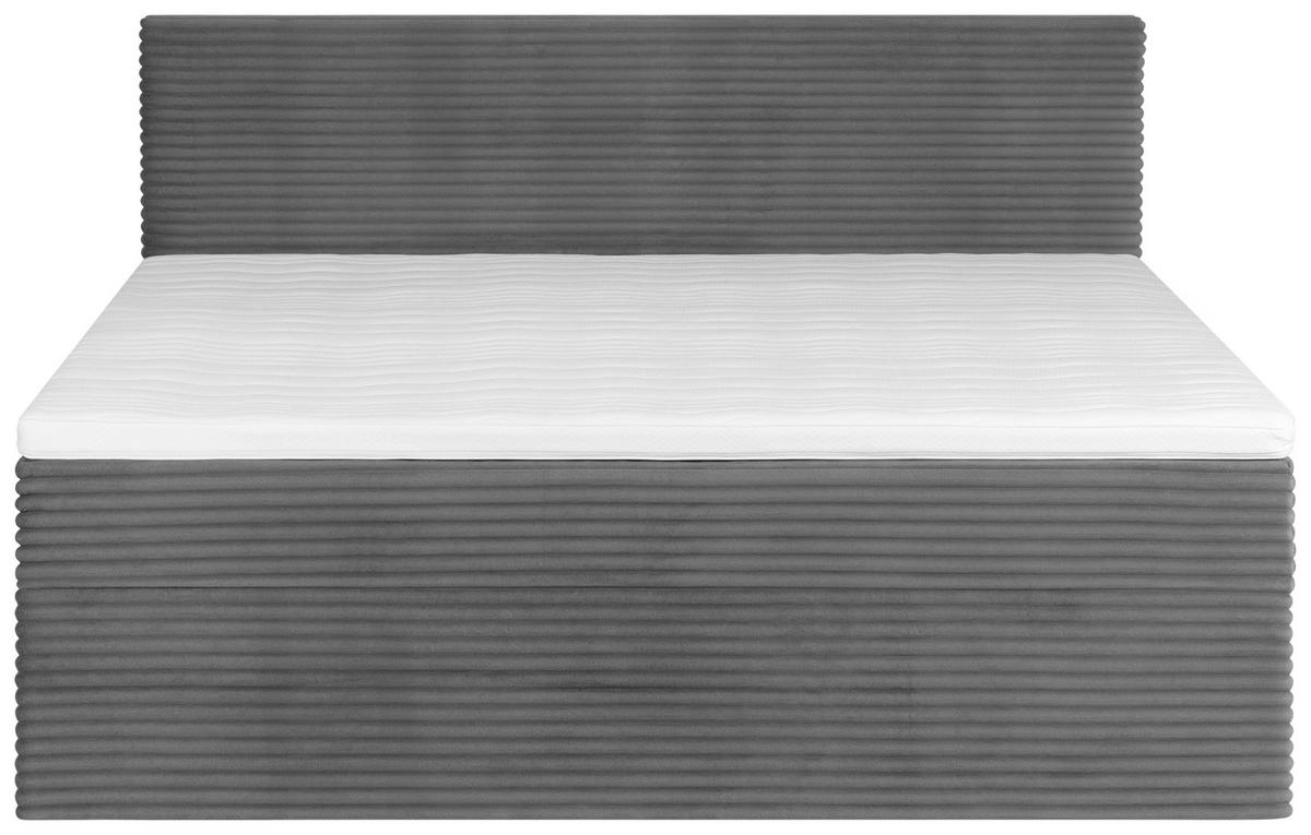 Boxspringbett mit Topper 160x200 Cordoba - Dunkelgrau/Schwarz, Basics, Holz/Textil (160/200cm) - Livetastic