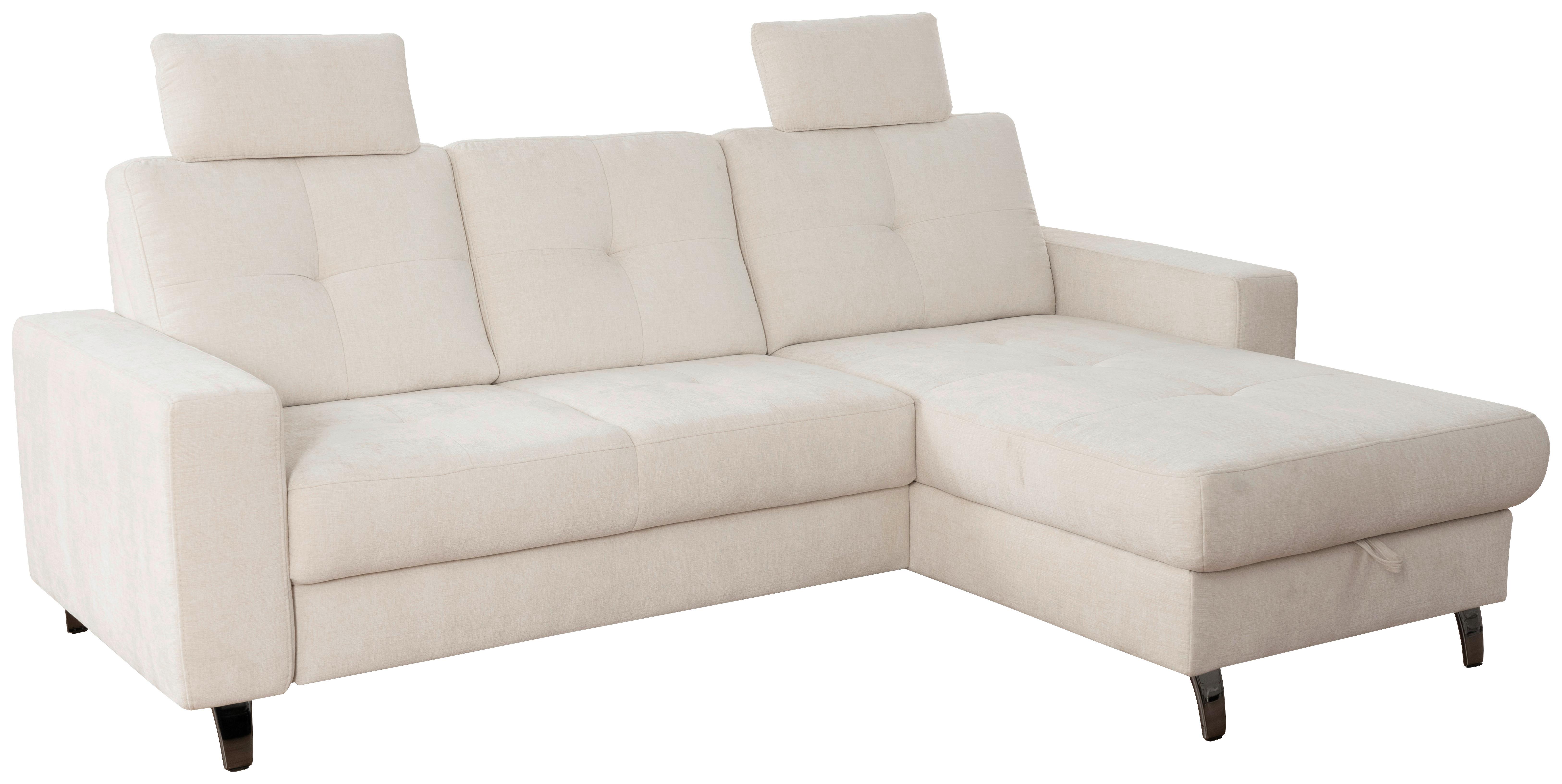 Ecksofa Varese mit Bettkasten Naturfarben 239x164 cm - Beige/Schwarz, KONVENTIONELL, Textil (239/164cm) - James Wood