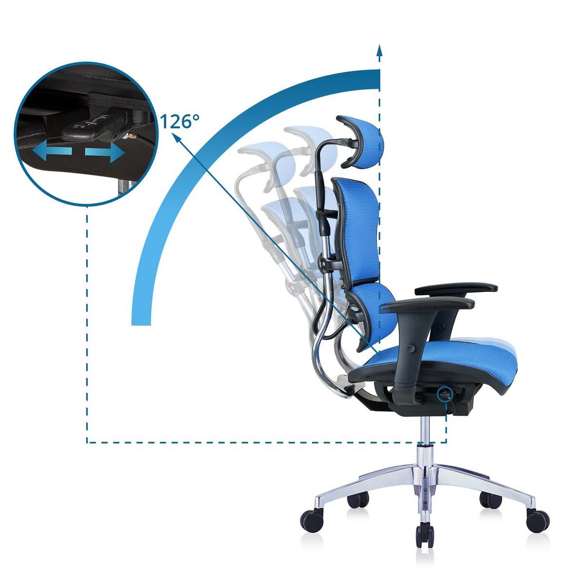 Drehstuhl Ergohuman Edition Armstützen Blau/schwarz - Chromfarben/Blau, MODERN, Kunststoff/Textil (67/141/63cm) - MID.YOU