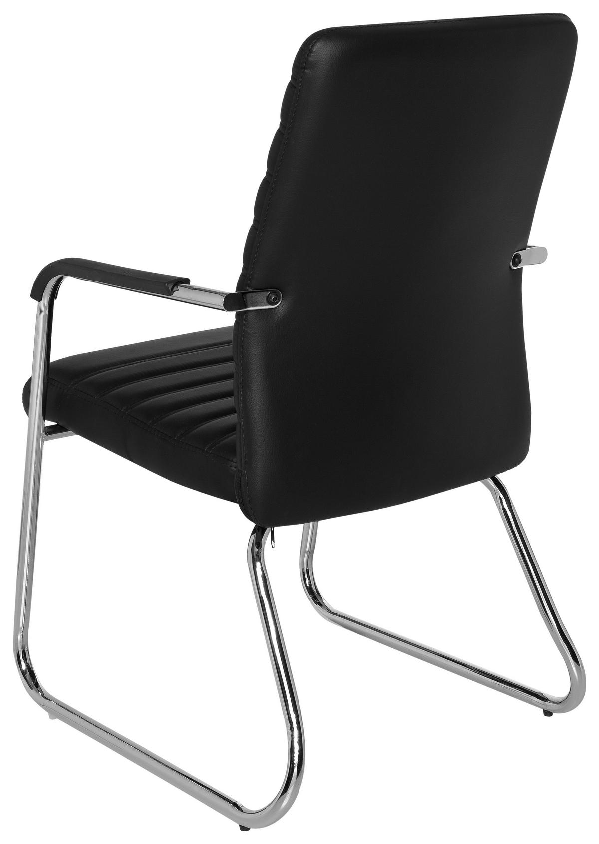 Besucherstuhl Steel V Schwarz - Chromfarben/Schwarz, MODERN, Kunststoff/Textil (55/96/46cm) - MID.YOU