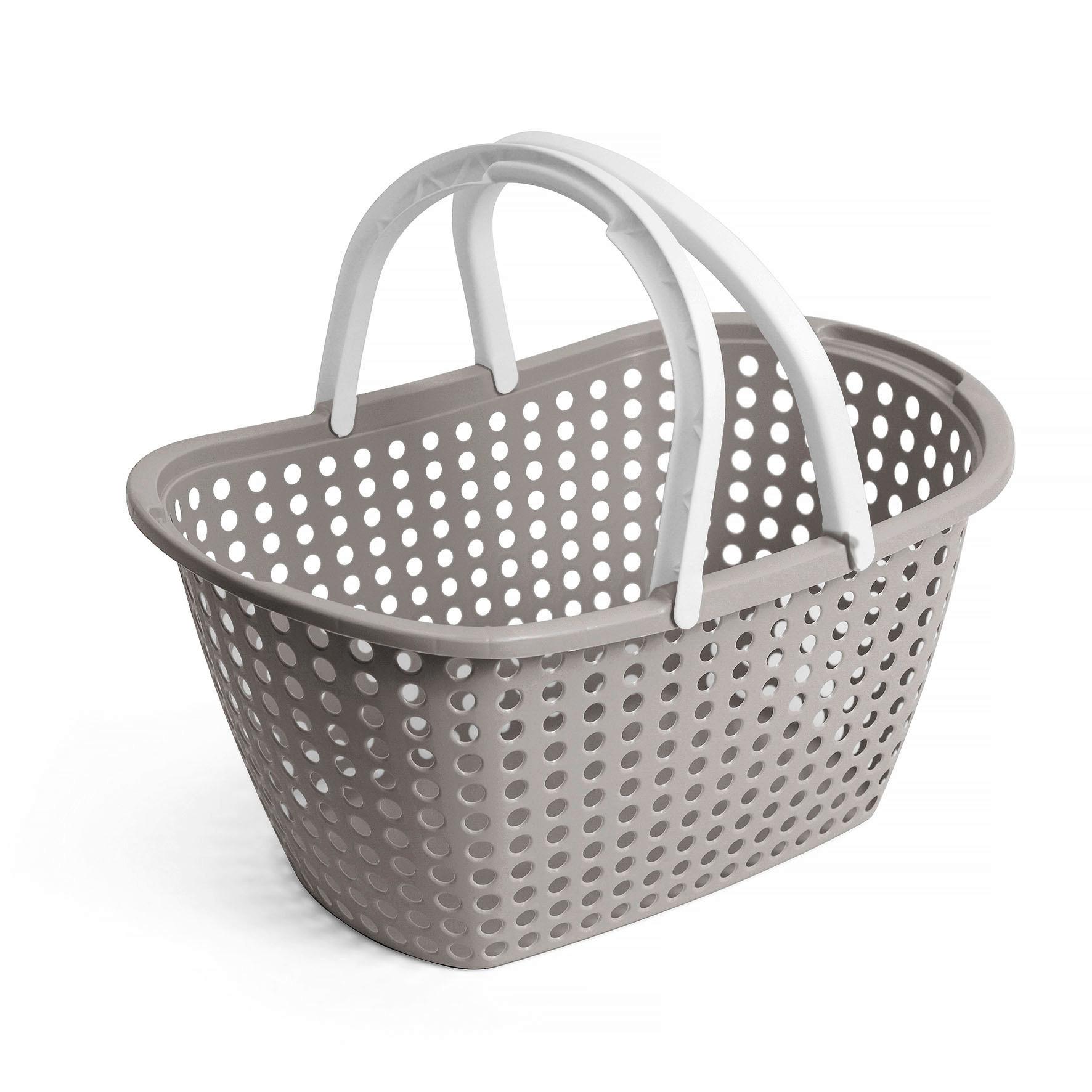 Nákupní košík ANNA - šedobéžová, Konvenční, textil (31/22/44cm) - Mömax