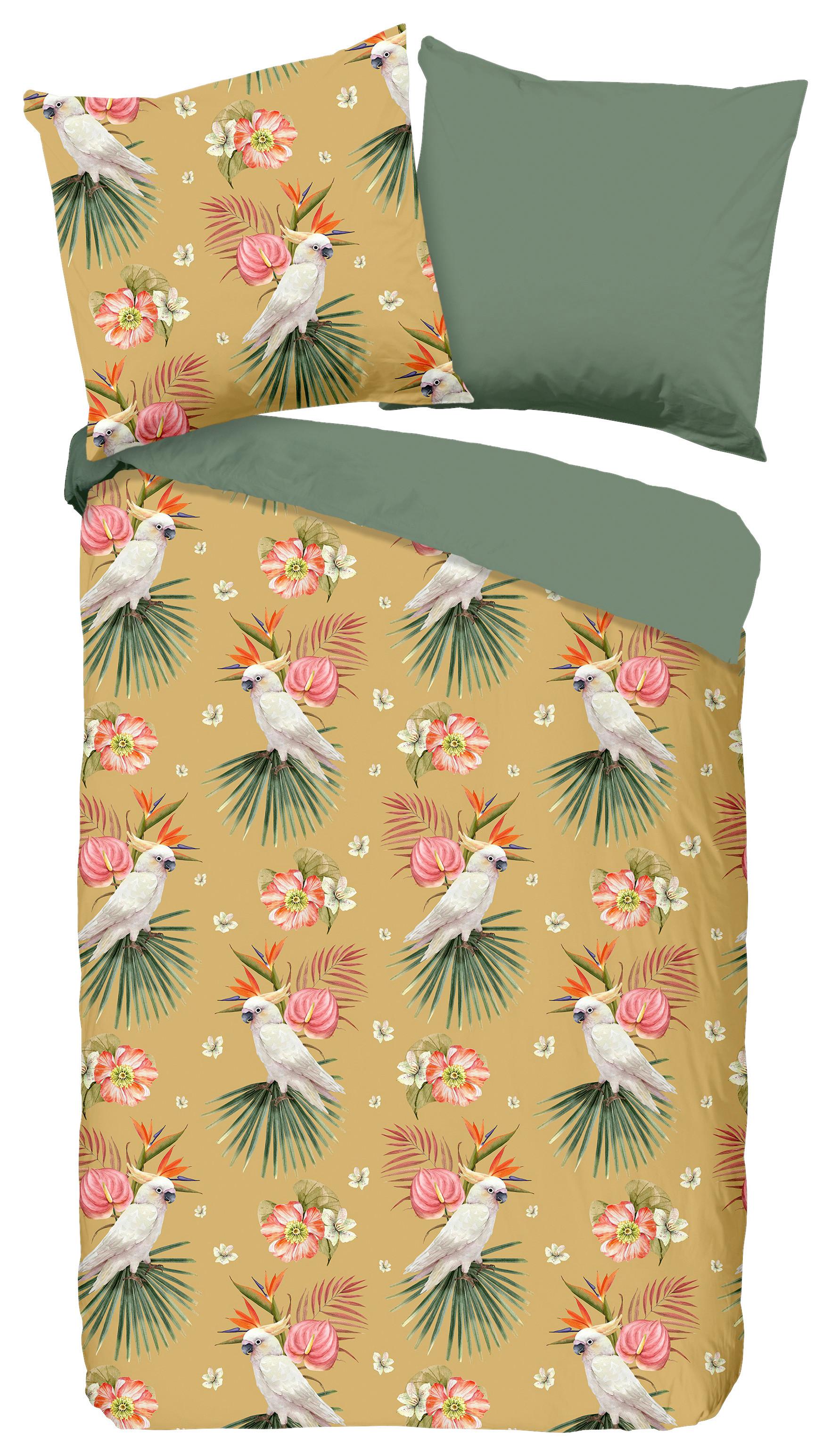 Bettwäsche Kakatoe Gelb Goldfarben 135x200 cm - Gelb/Goldfarben, Design, Textil (135/200cm)