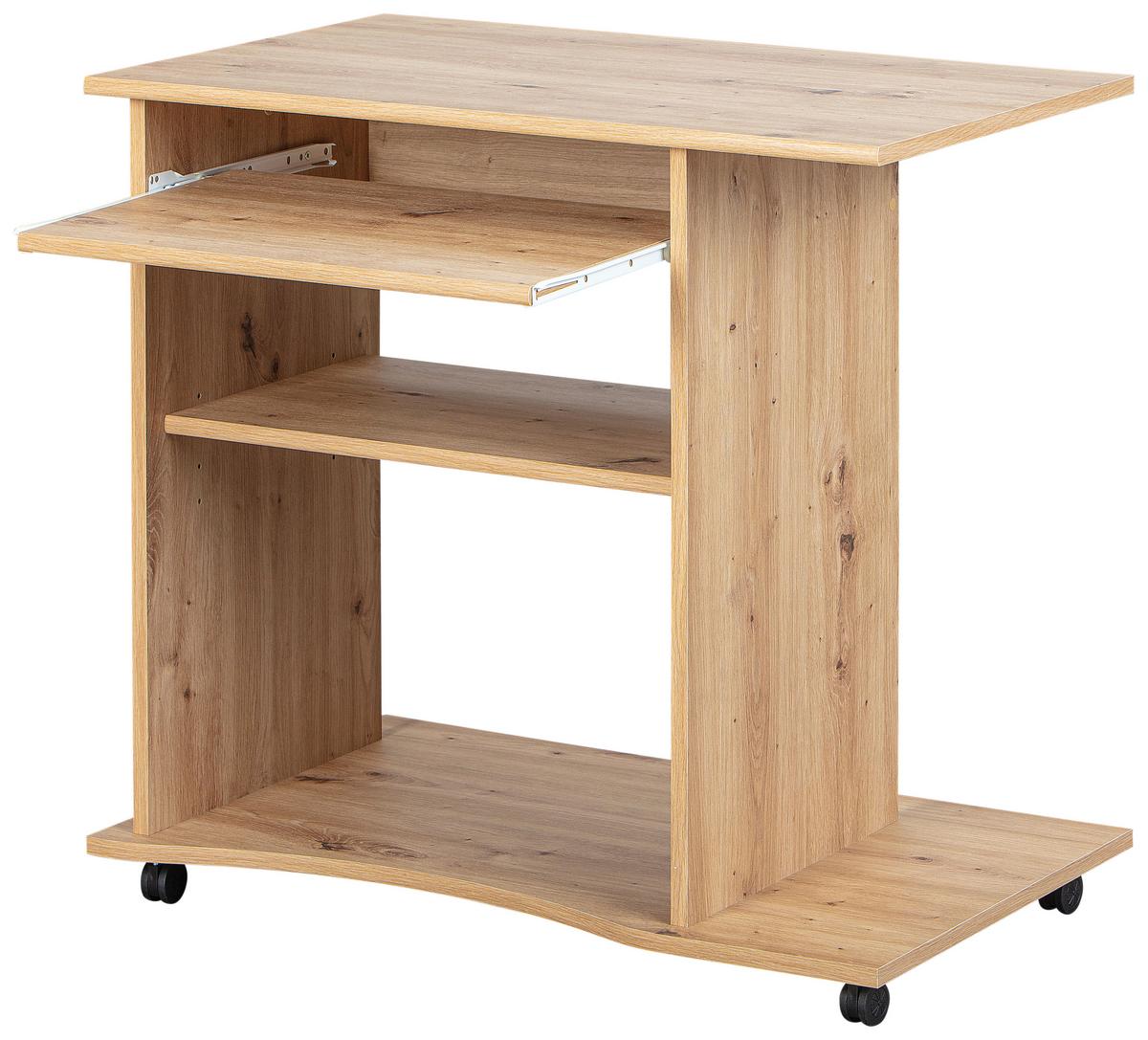 Computertisch mit Auszug B 80cm H 75cm Addu Eiche Dekor - Eichefarben, KONVENTIONELL, Holzwerkstoff/Kunststoff (80/50/75cm) - MID.YOU