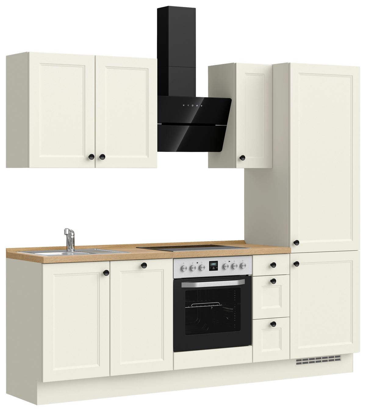 Kuchynská linka 240 cm, biela/dekor dub Sierra - čierna/biela, Modern, kov/kompozitné drevo (240cm) - Nobilia