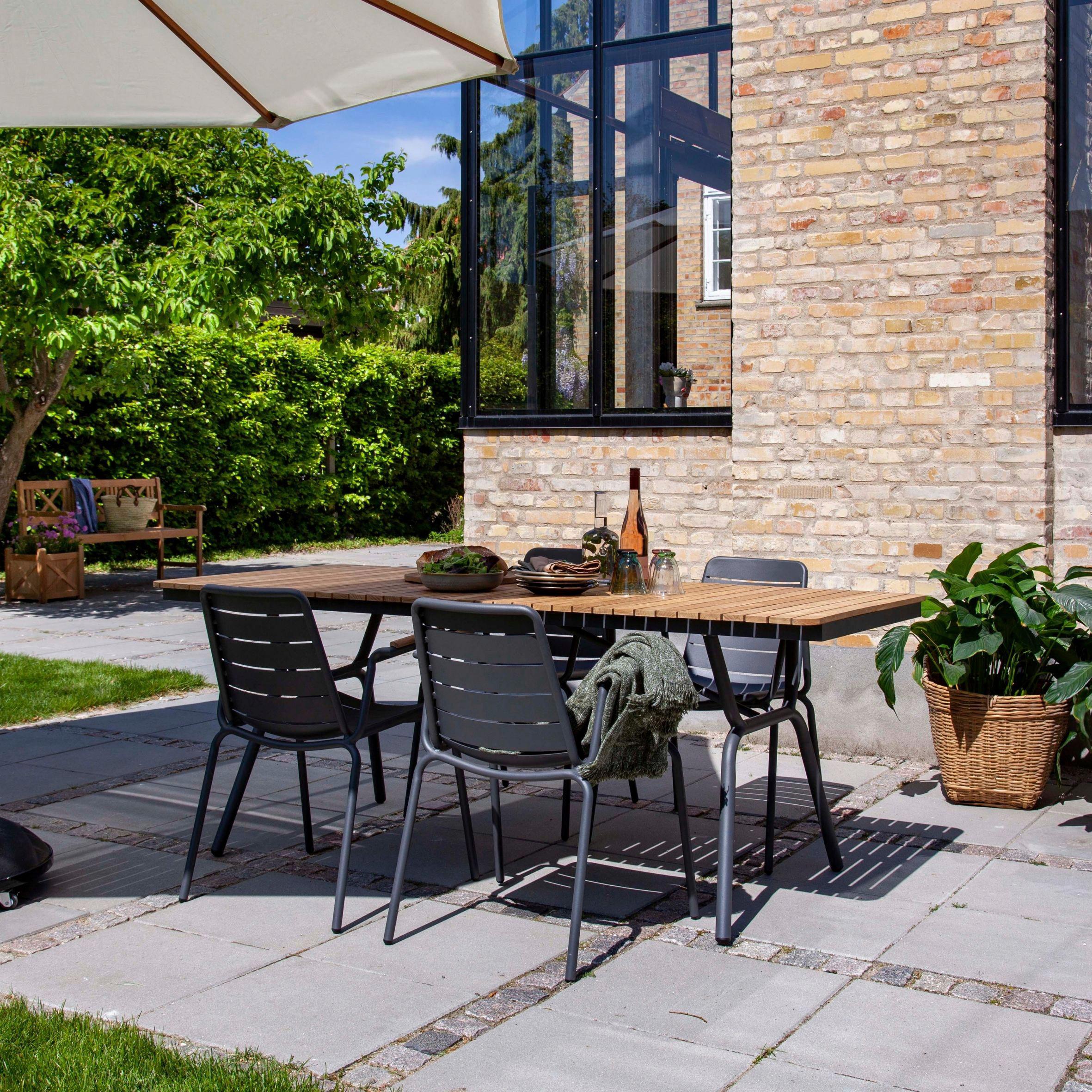 Gartentisch Parc Teakholz/aluminium L 88 Cm - Anthrazit/Naturfarben, Natur, Holz/Metall (88/197,5/74cm) - Gardenson