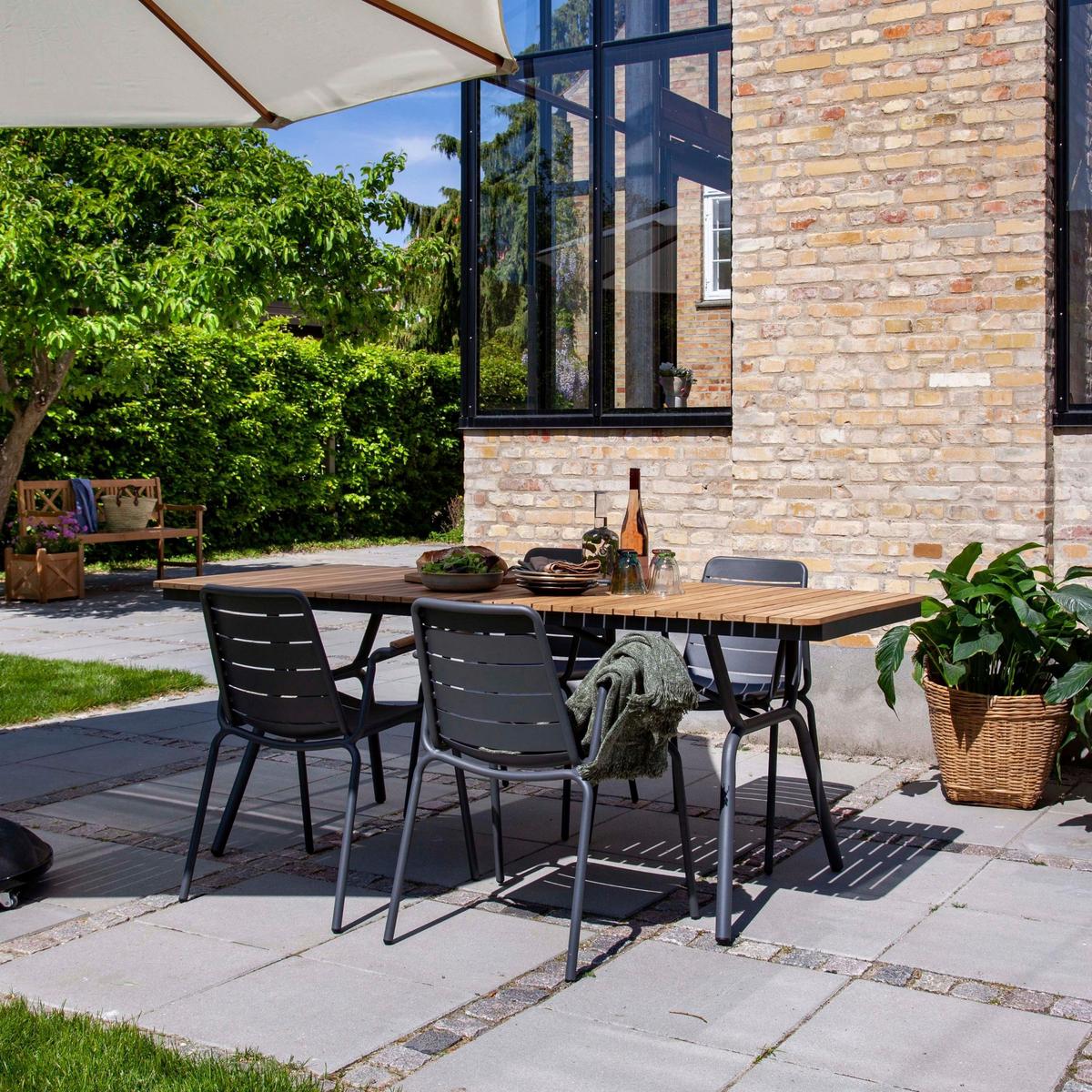 Gartentisch Parc Teakholz/aluminium L 88 Cm - Anthrazit/Naturfarben, Natur, Holz/Metall (88/197,5/74cm) - Gardenson