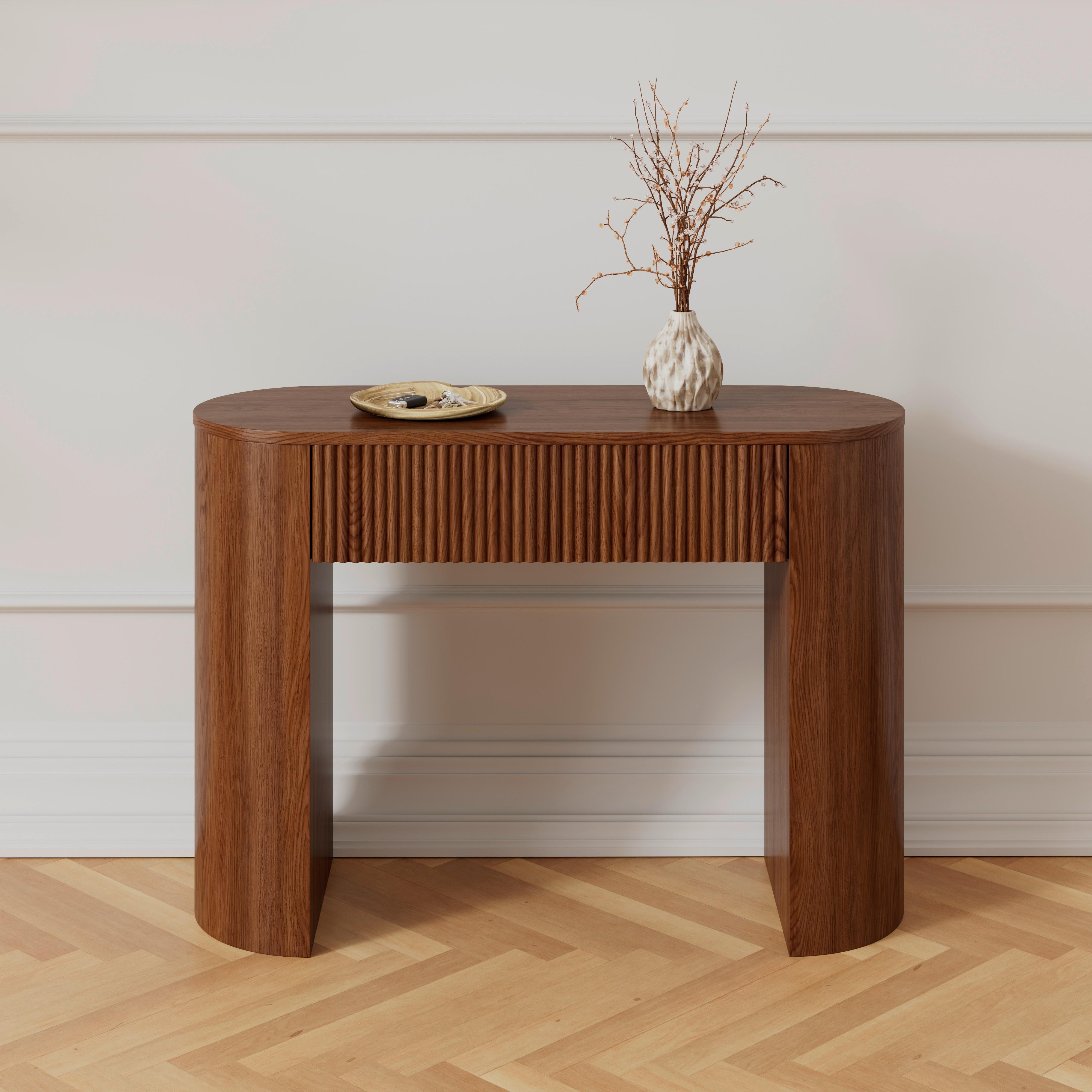 KONZOLOVÝ STOLEK NOAH - barvy vlašských ořechů, Moderní, kompozitní dřevo (112/79/40cm) - Bessagi Home