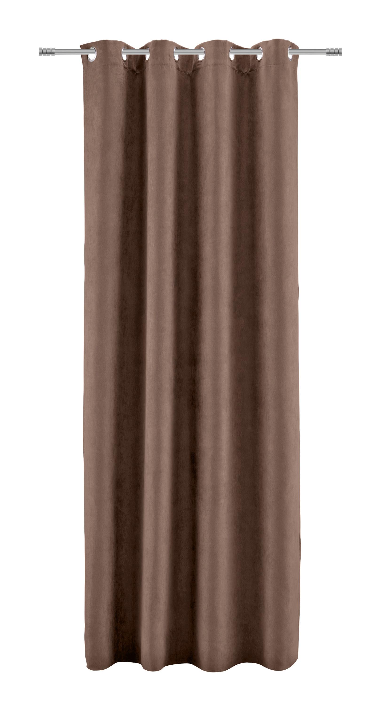 Závěs S Očky Velours, 140x245cm - světle hnědá, Konvenční, textil (140/245cm) - Modern Living