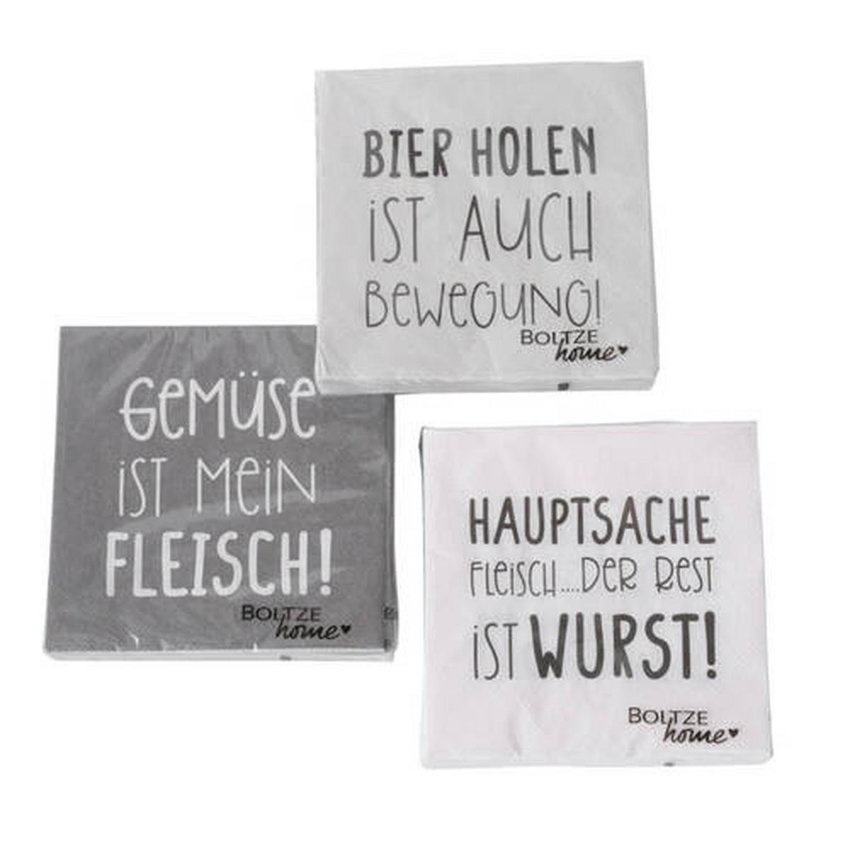 Serviette Grilla Grau/schwarz 20 Stk., 17x17 Cm - Hellgrau/Schwarz, Basics, Papier (17/3/17cm)
