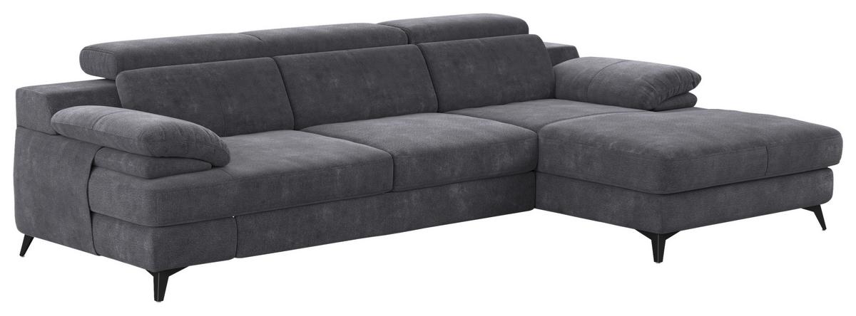 Ecksofa Titus Dunkelgrau Chenille - Dunkelgrau/Schwarz, Design, Textil (291/80-98/178cm) - Livetastic
