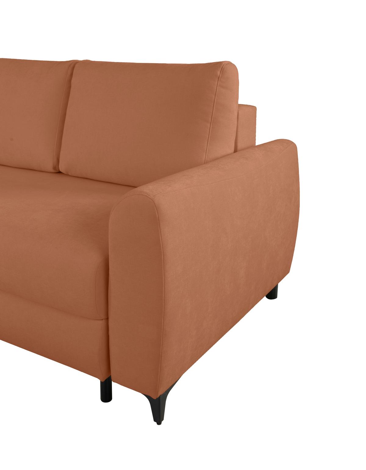 Ecksofa Moli, Rostfarben S: 236x148 cm - Rostfarben/Schwarz, Design, Textil (236/148cm) - MID.YOU