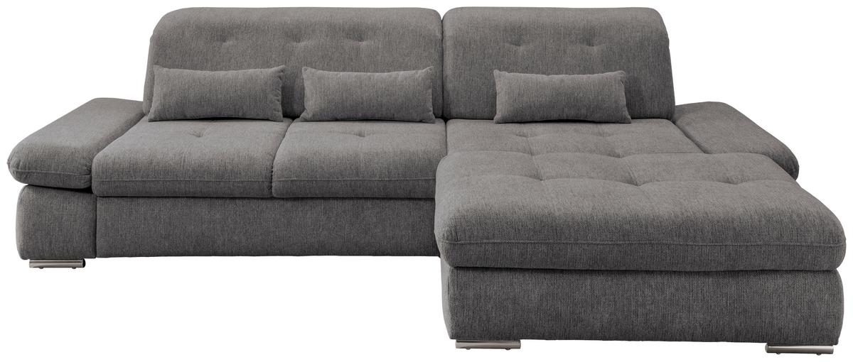 Ecksofa Mit Schlaffunktion Dalida Graubraun Chenille - Chromfarben/Graubraun, Design, Textil (300/196cm) - Livetastic
