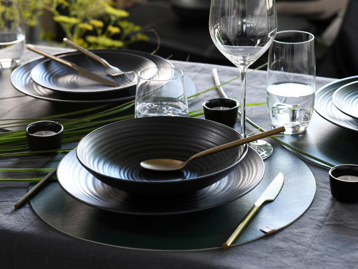 Tafelservice Keramik 4 Personen Geschirr Set Schwarz - Schwarz, Trend, Keramik - Creatable