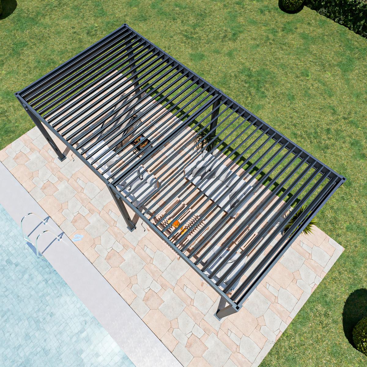 Pergola 300x600 Cm Wetterbeständig, Graphitfarben - Graphitfarben, Basics, Metall (300/600/255cm)