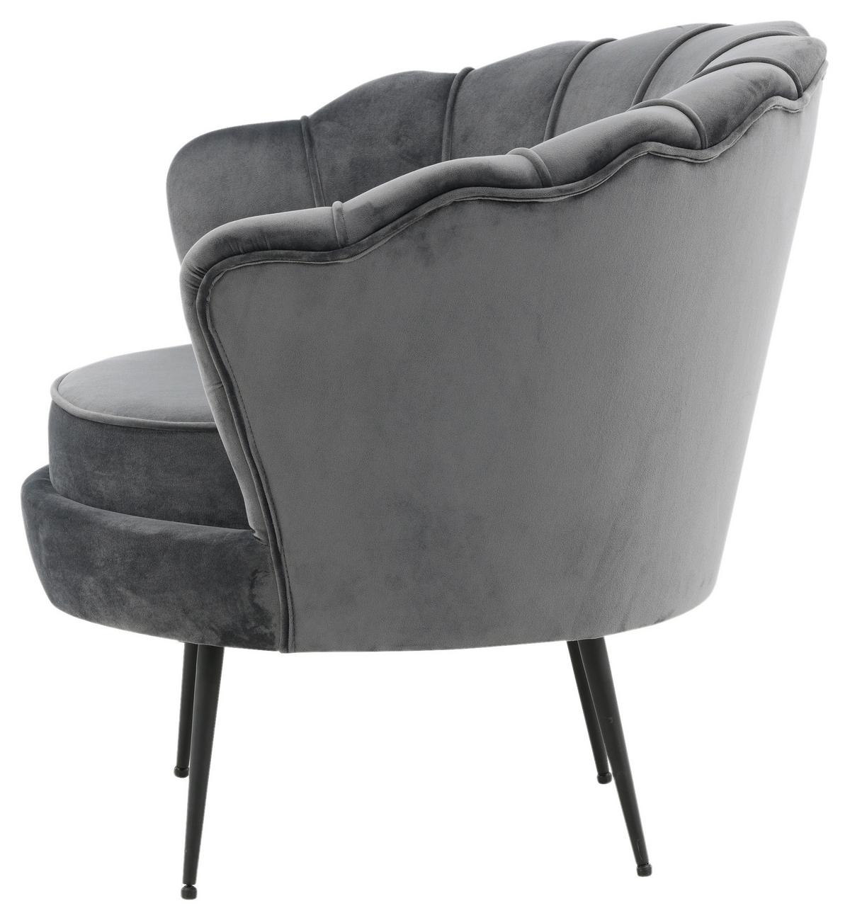 Sessel Calais - Dunkelgrau/Schwarz, Design, Textil/Metall (83/76/77cm) - Livetastic