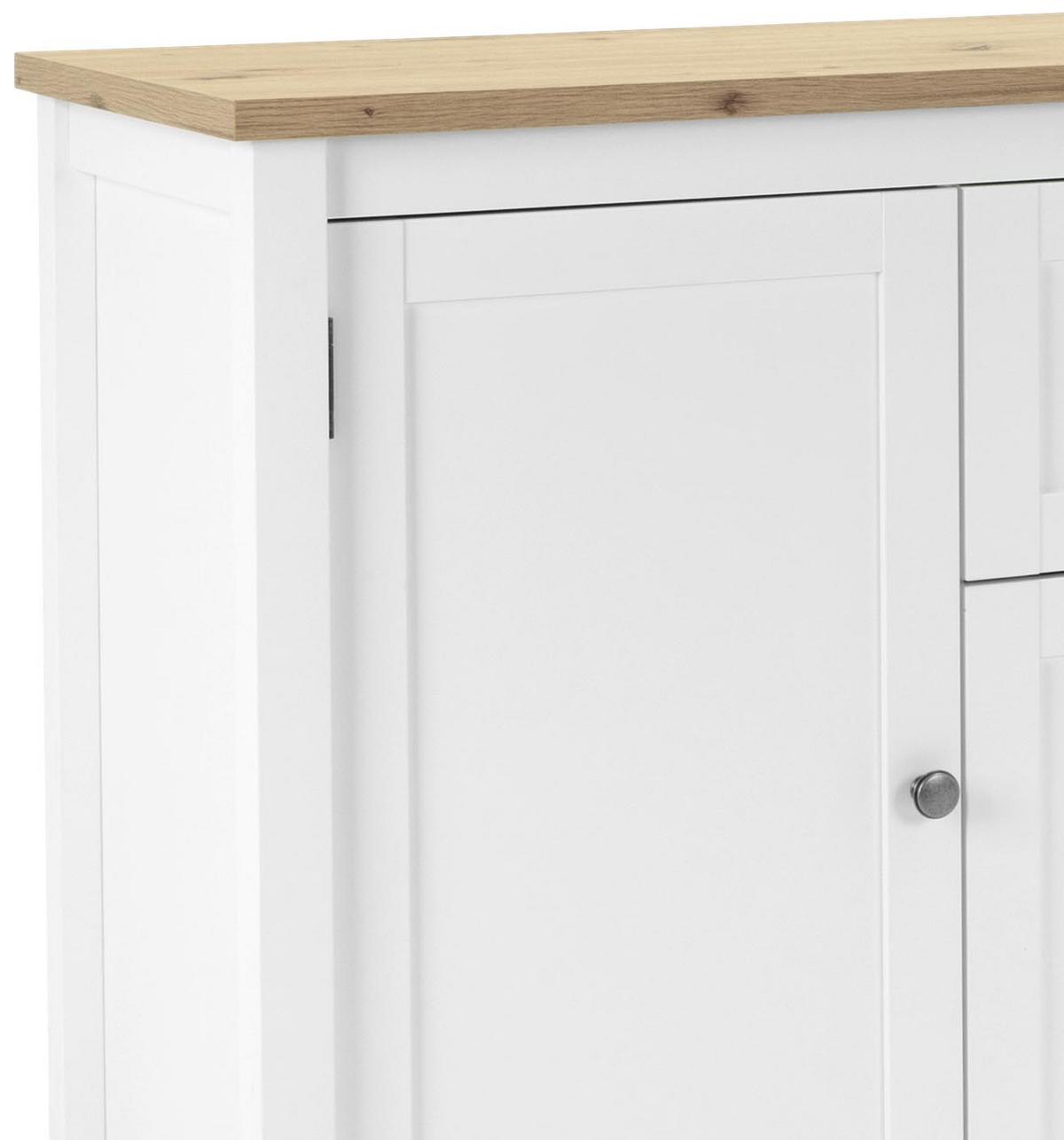 Sideboard Dekor Mit 3 Türen 120 cm Bergen 57 Weiß/ Eiche - Eichefarben/Weiß, KONVENTIONELL, Holzwerkstoff (120/90/40cm) - MID.YOU