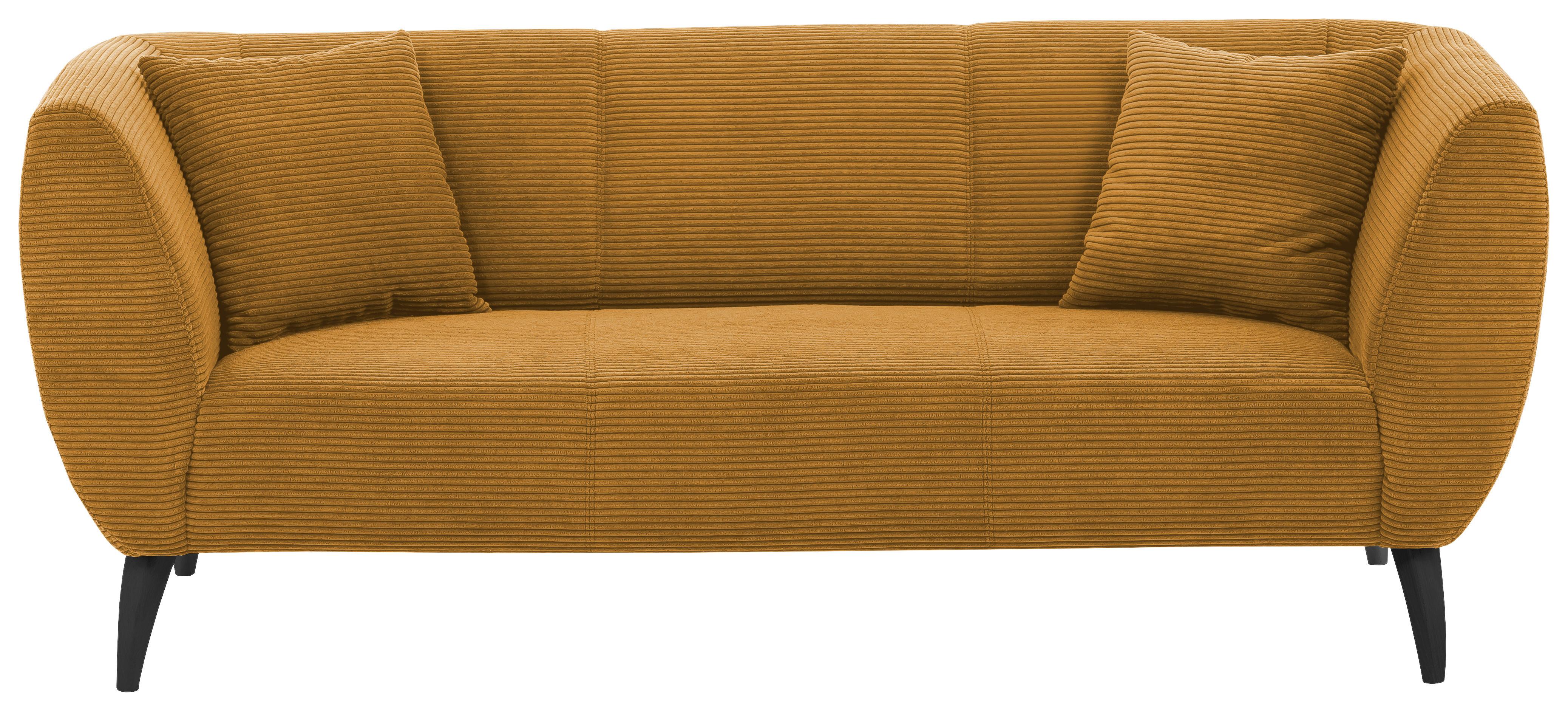 3-Sitzer-Sofa Colori Goldfarben, Rücken echt - Goldfarben/Schwarz, MODERN, Textil (208/83/88cm) - MID.YOU