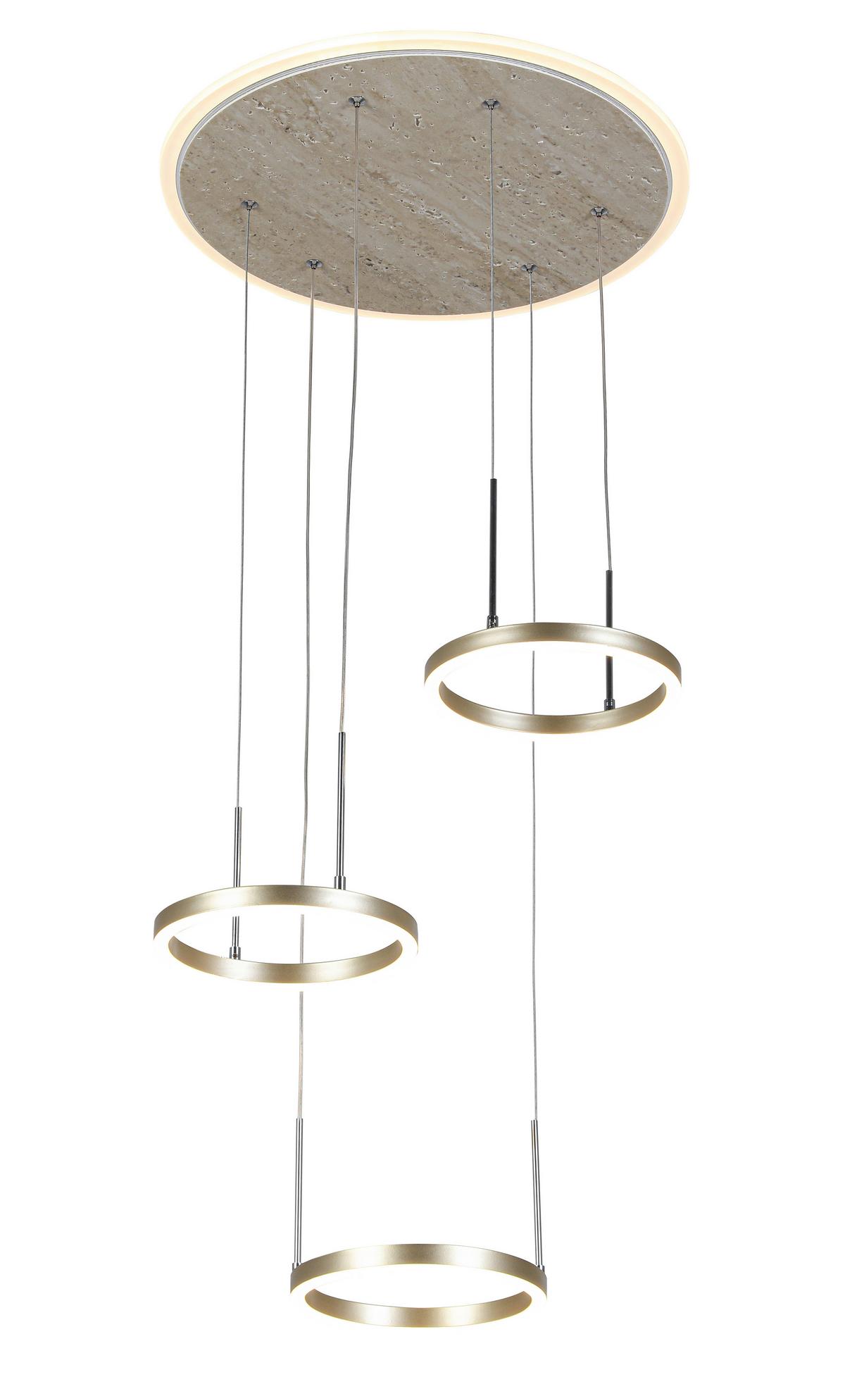 ZÁVESNÉ LED SVIETIDLO STONI - šampanská, Modern, kov/plast (42/150cm) - Mömax