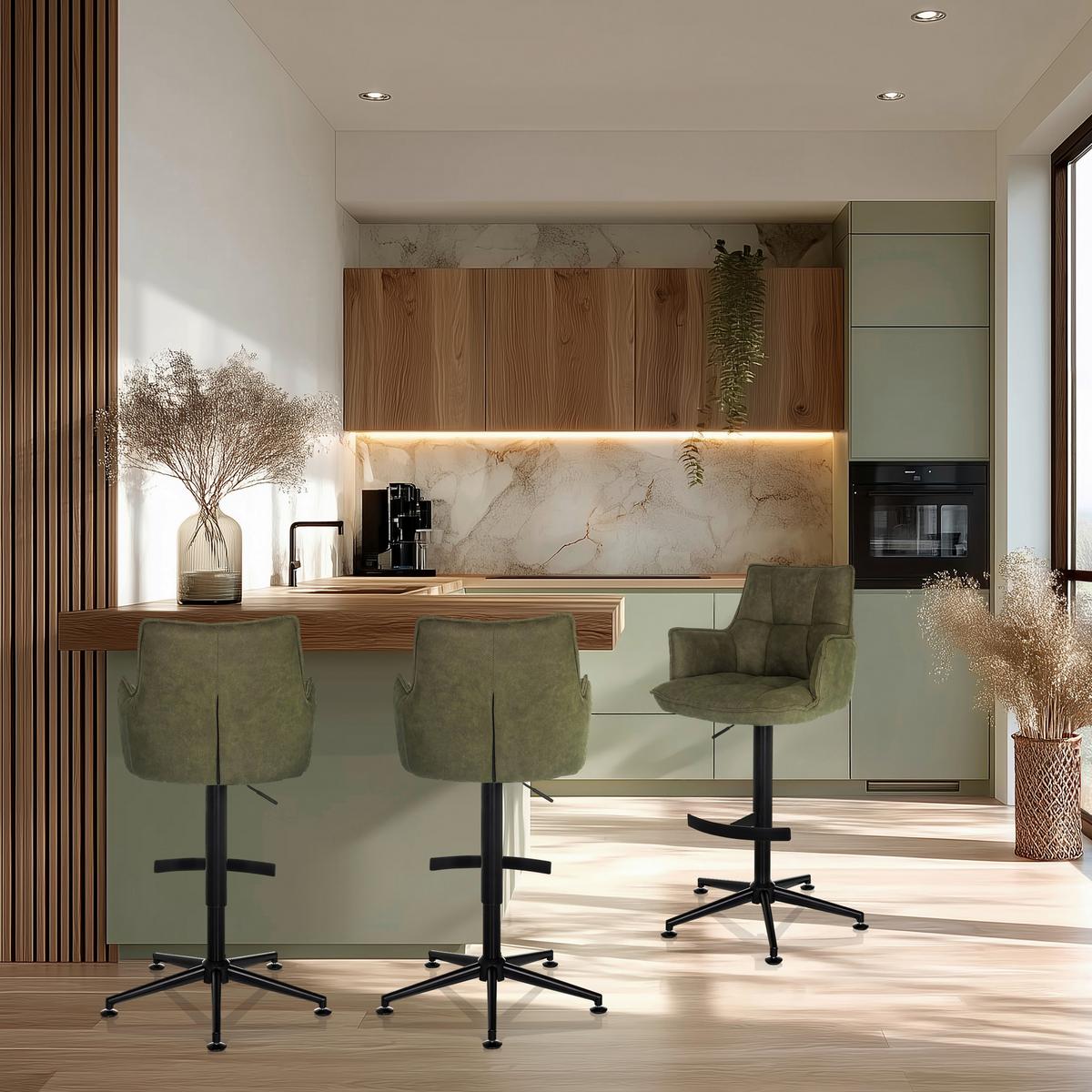 Barhocker Soalo Life High Grün B: 55 Cm - Schwarz/Grün, MODERN, Kunststoff/Textil (55/93/56cm) - MID.YOU