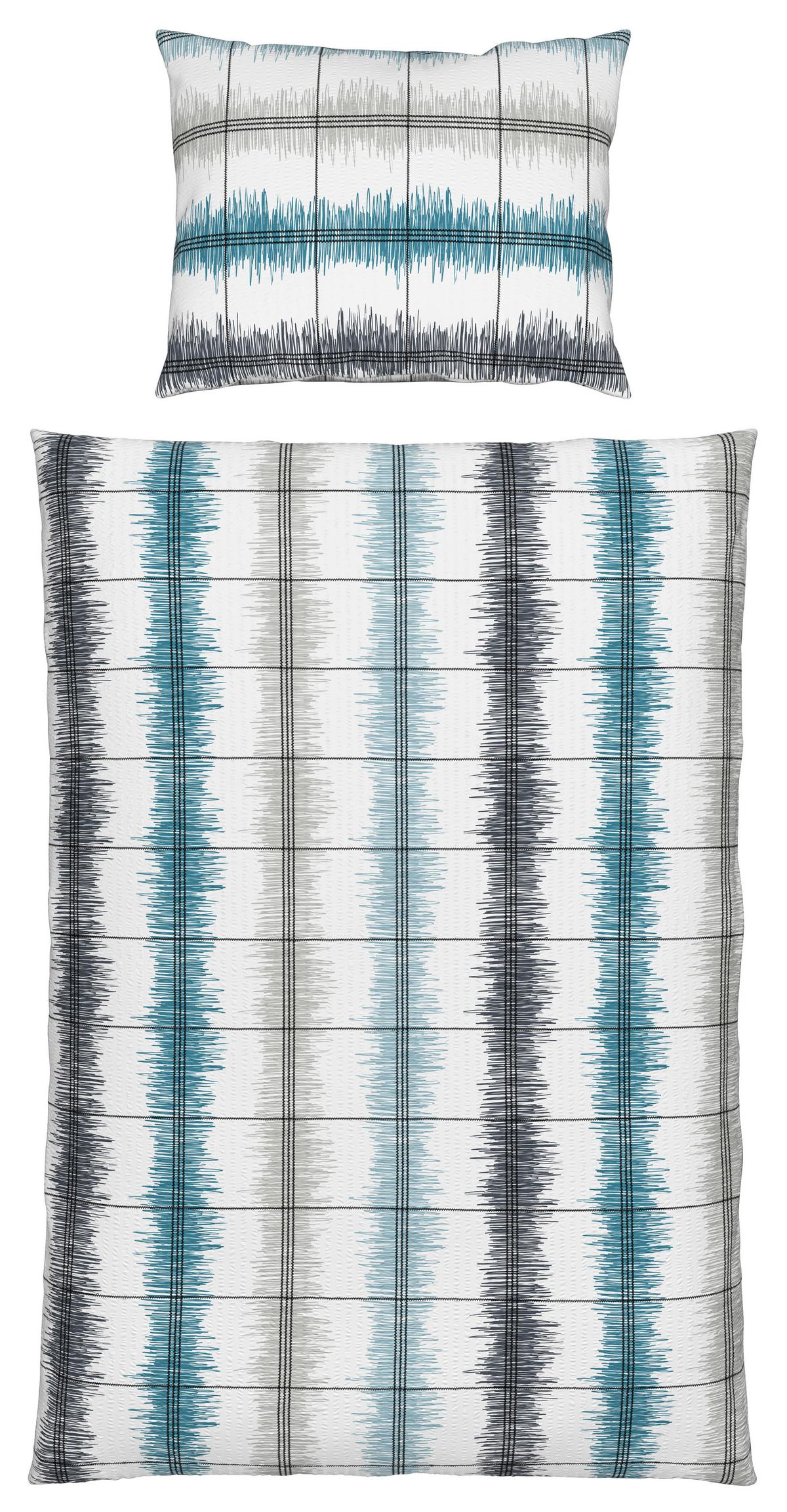 Seersucker Bettwäsche 140x200 Cm Aurelia Baumwolle Blau - Blau, MODERN, Textil (140/200cm) - Luca Bessoni