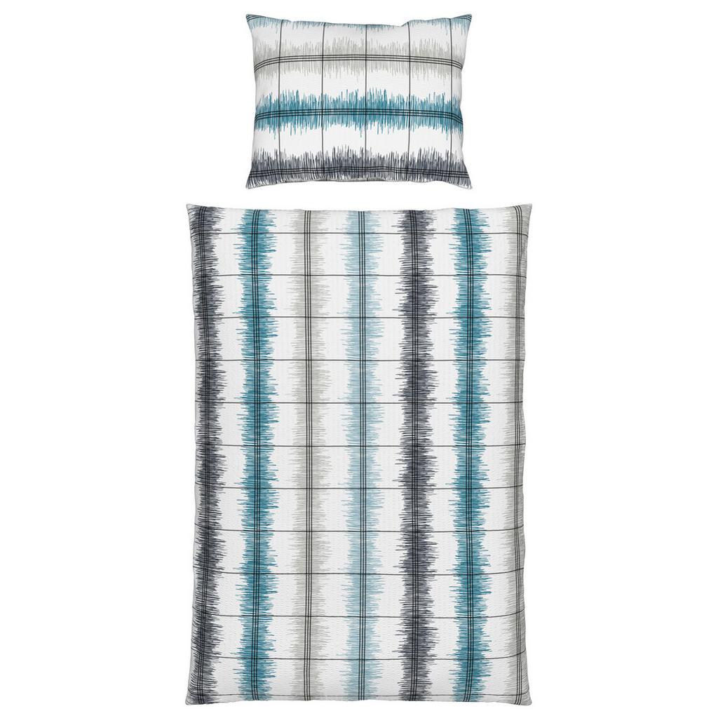 Seersucker Bettwäsche 140x200 Cm Aurelia Baumwolle Blau