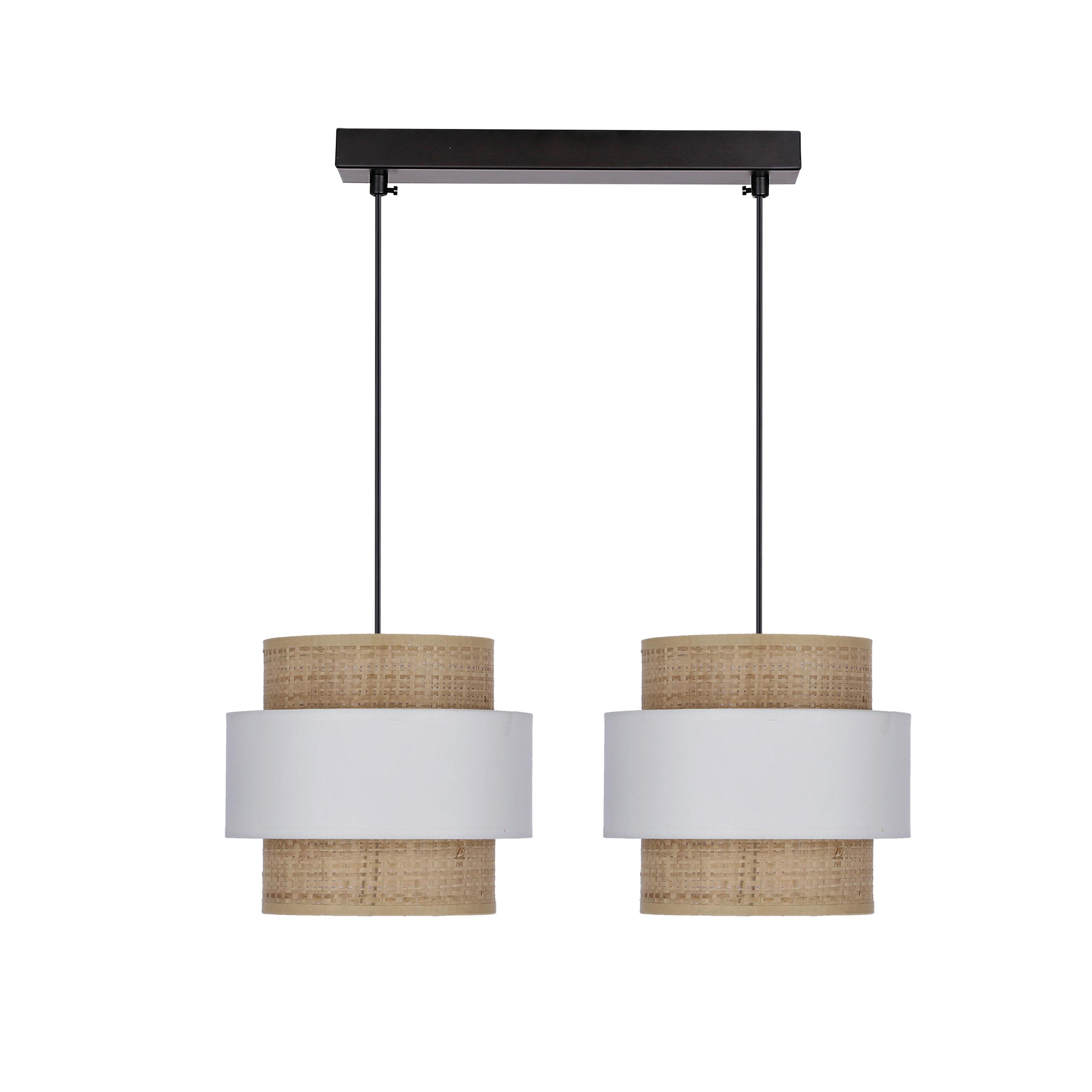 Pendelleuchte 32-18199 Rattan - Creme/Schwarz, Natur, Kunststoff/Metall (50/20/100cm)