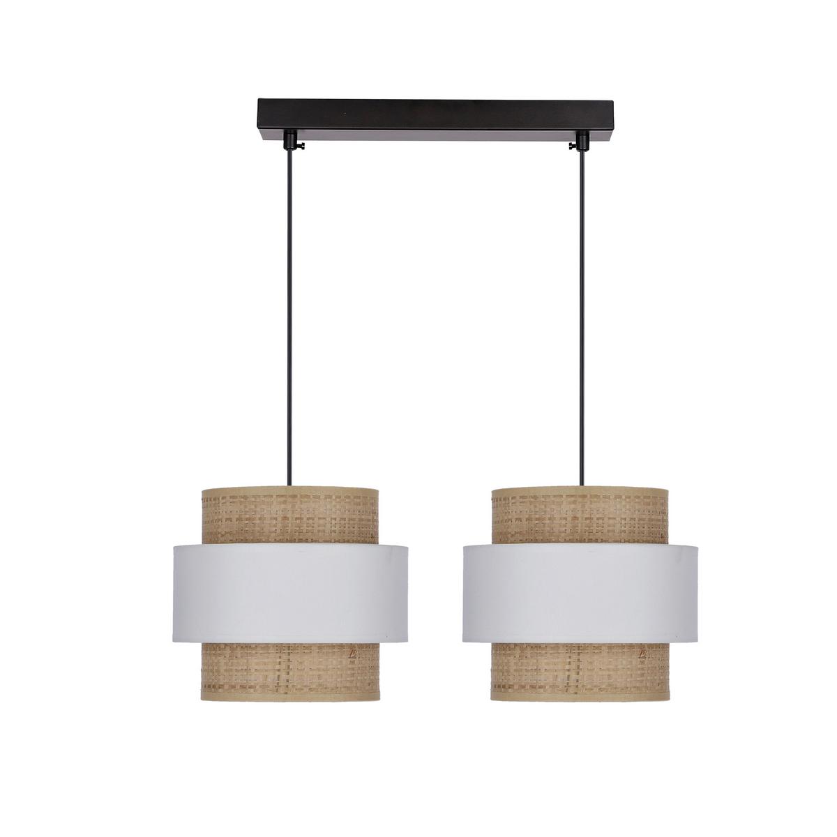 Pendelleuchte 32-18199 Rattan - Creme/Schwarz, Natur, Kunststoff/Metall (50/20/100cm)