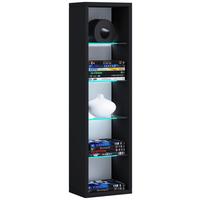 Regál s policemi ze skla Rasato L - černá, Basics, kompozitní dřevo (21/77/14cm) - MID.YOU