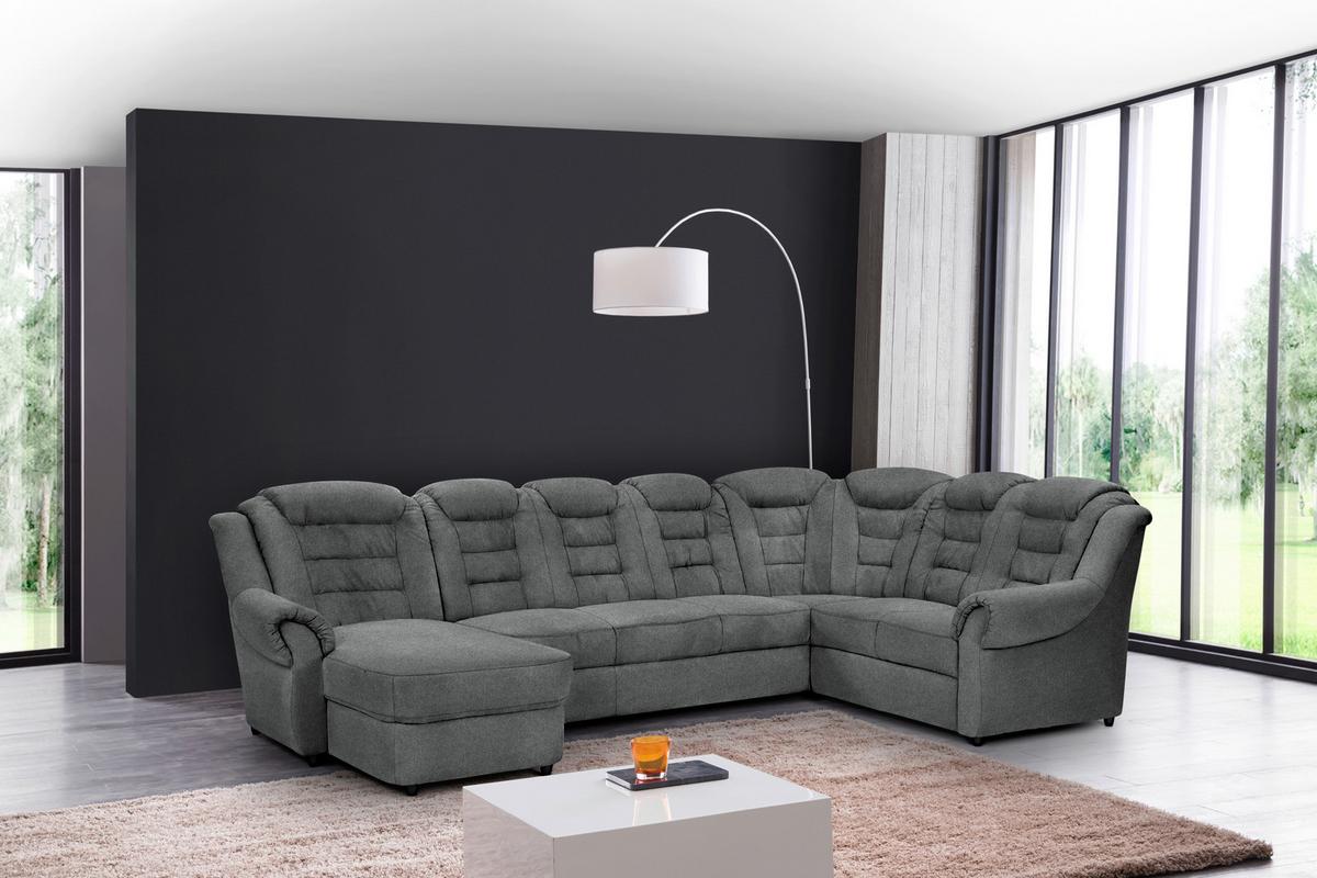 Wohnlandschaft Boston Dunkelgrau Chenille - Dunkelgrau/Schwarz, KONVENTIONELL, Textil (165/333/216cm) - Livetastic