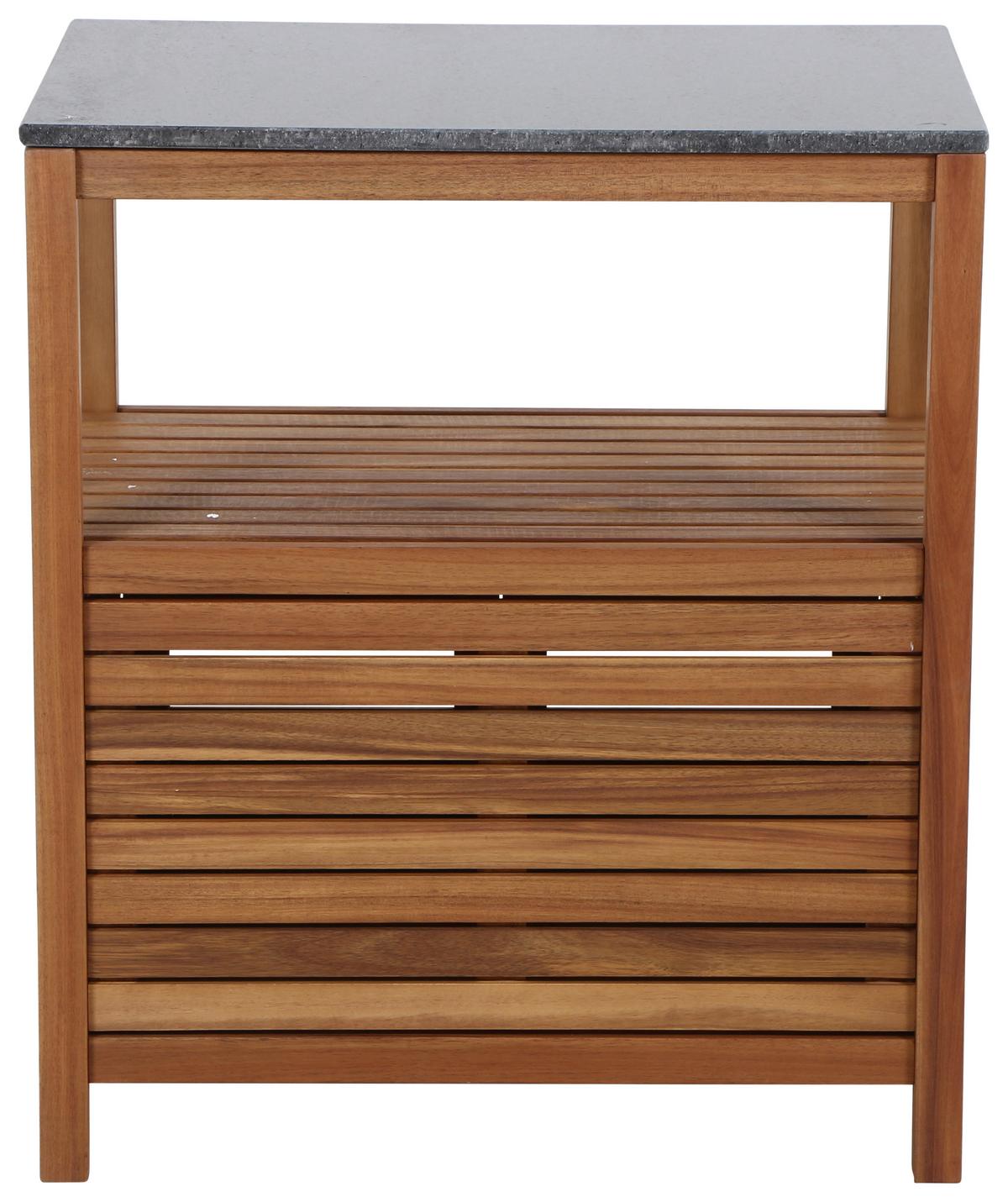 Outdoorküche L19599 - Schwarz/Akaziefarben, MODERN, Holz/Stein (75/87/52cm) - Siena Garden