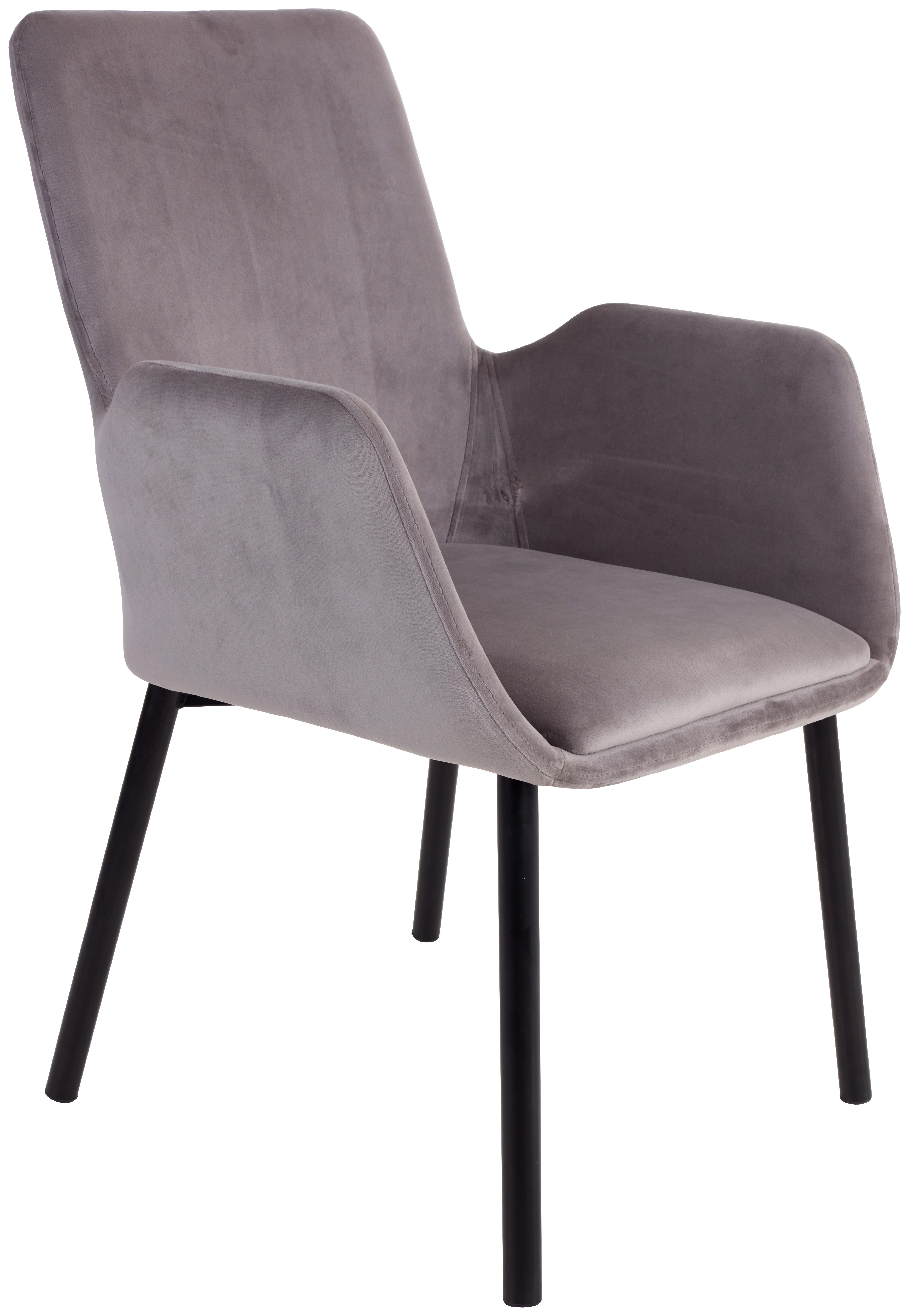 Armlehnstuhl Lounge Samtbezug Grau Gepolstert - Schwarz/Grau, MODERN, Textil/Metall (59,5/88,5/60,5cm) - Ondega