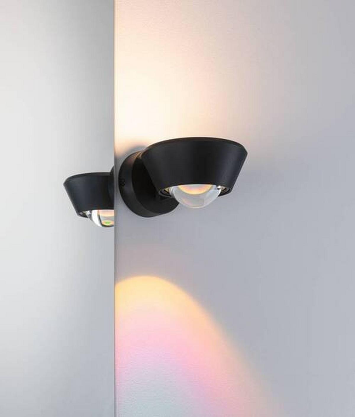 Led-wandleuchte Ip44 1-Flammig, Schwarz, Schwenkbar - Schwarz, Basics, Kunststoff (11,7/8cm) - Paulmann