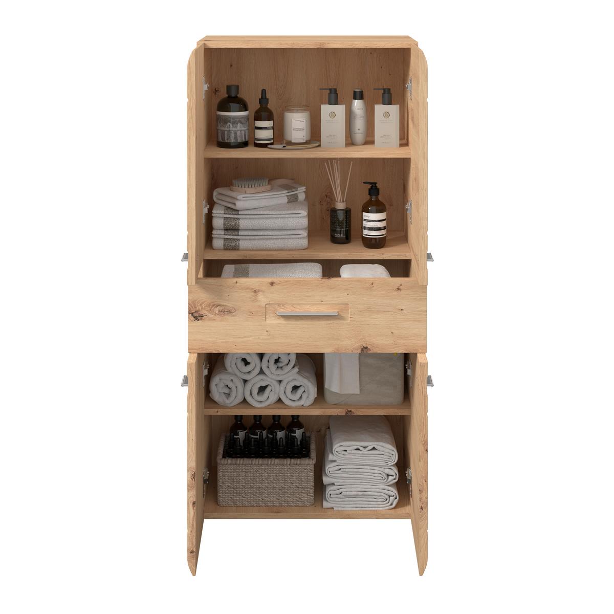 Midischrank mit Soft-Close Avensis B: 60cm, Eiche Dekor - Eichefarben, MODERN, Holzwerkstoff (60/128,5/33cm) - Luca Bessoni
